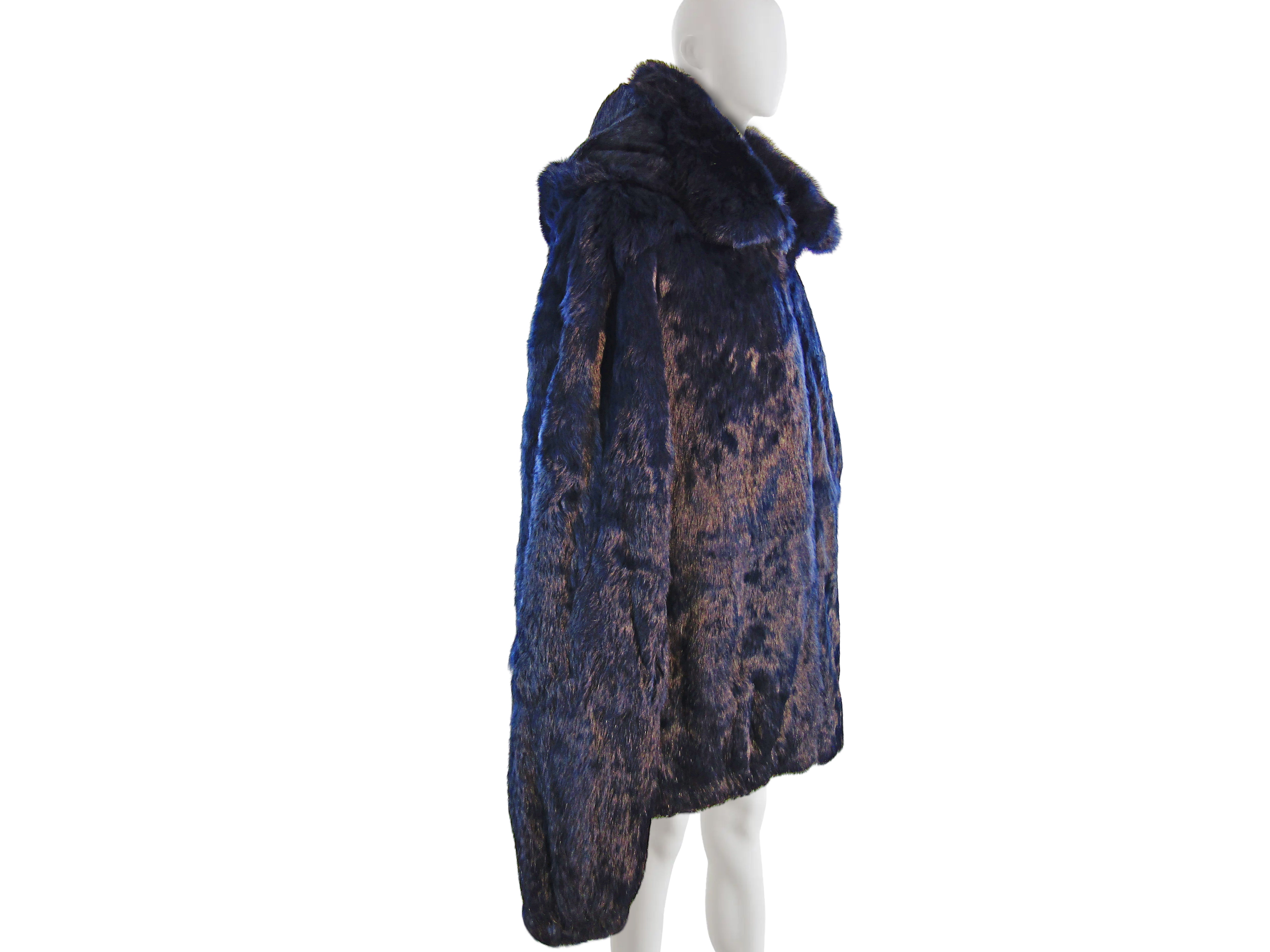 MEN'S DYED NAVY BLUE RABBIT BOMBER W/ DETACHABLE HOOD