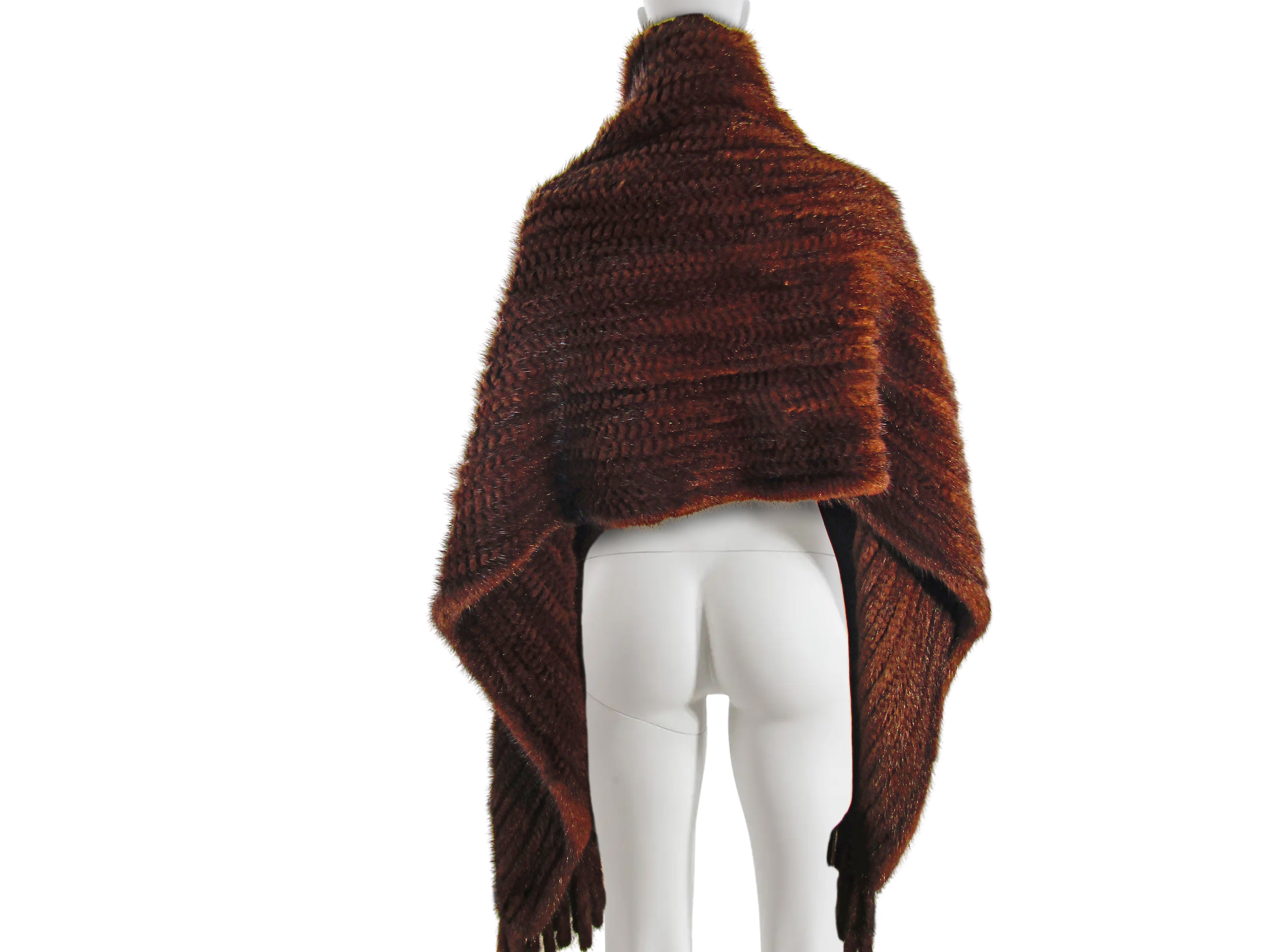 KNIT MINK WRAP WITH TAILS