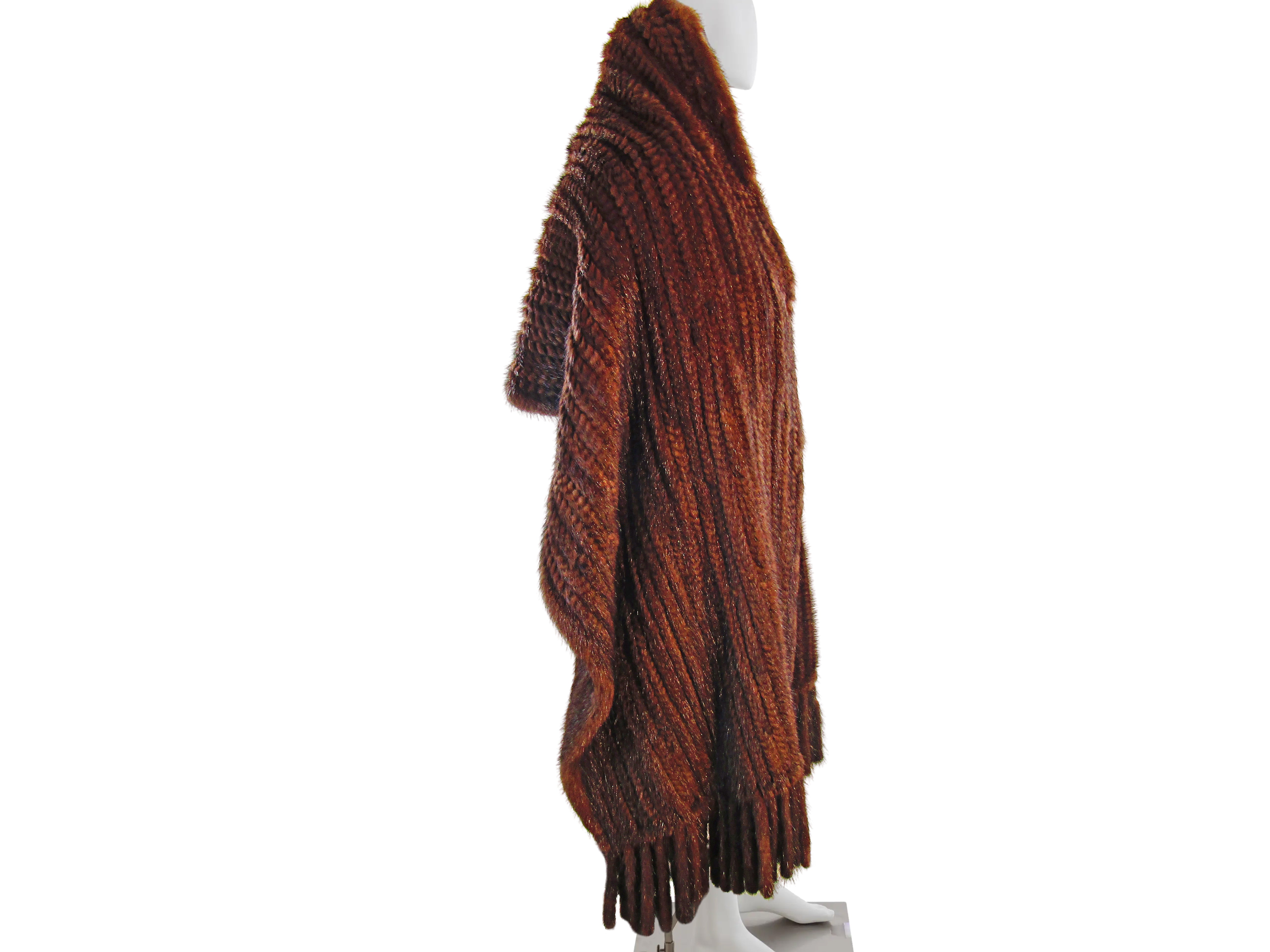 KNIT MINK WRAP WITH TAILS