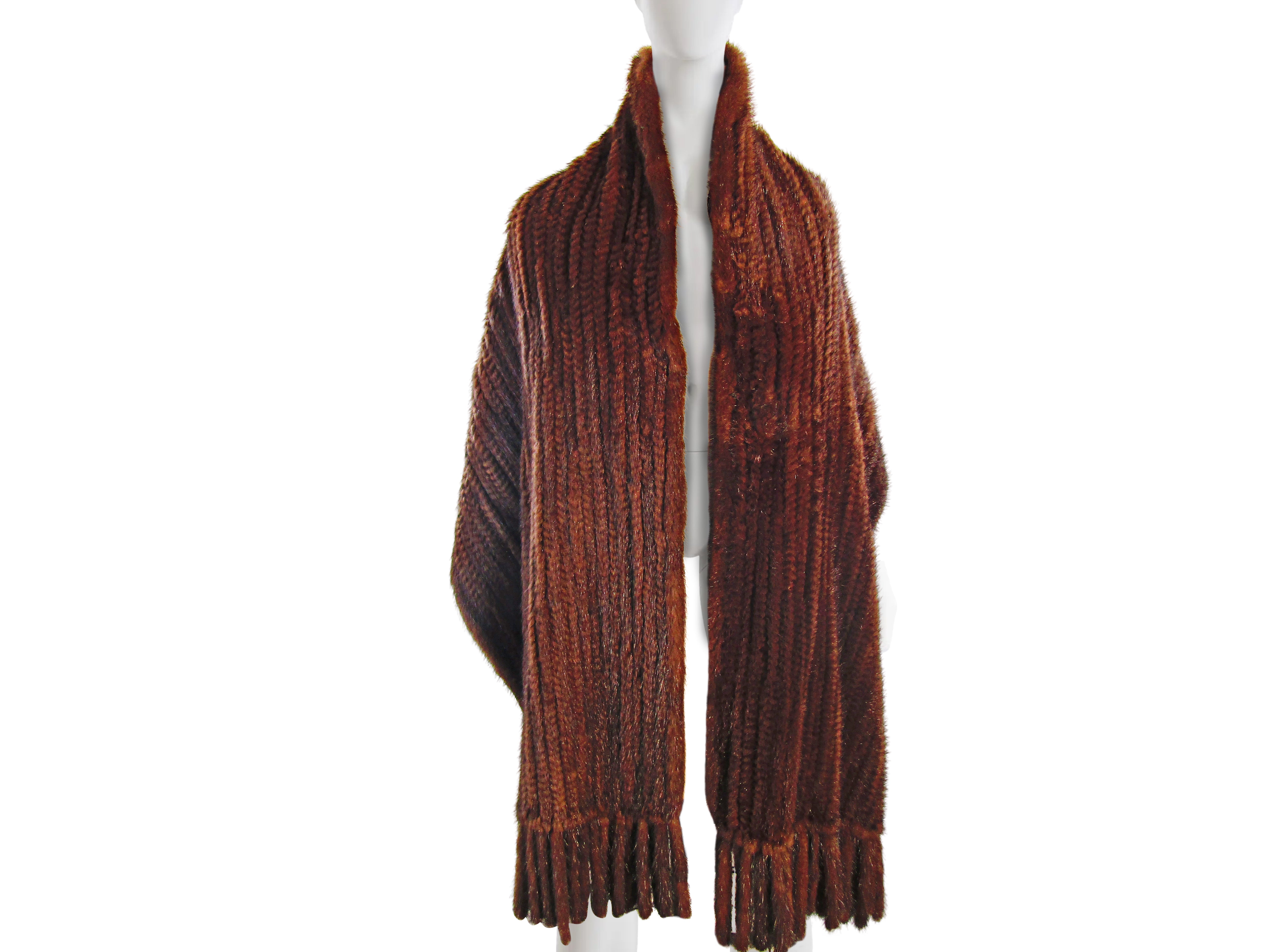 KNIT MINK WRAP WITH TAILS