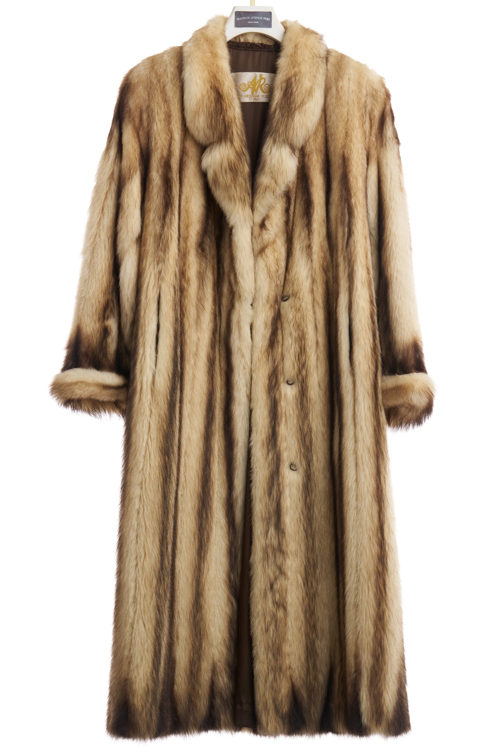 PRE-OWNED NATURAL FITCH COAT W/ NOTCH COLLAR & TURN BACK CUFFS