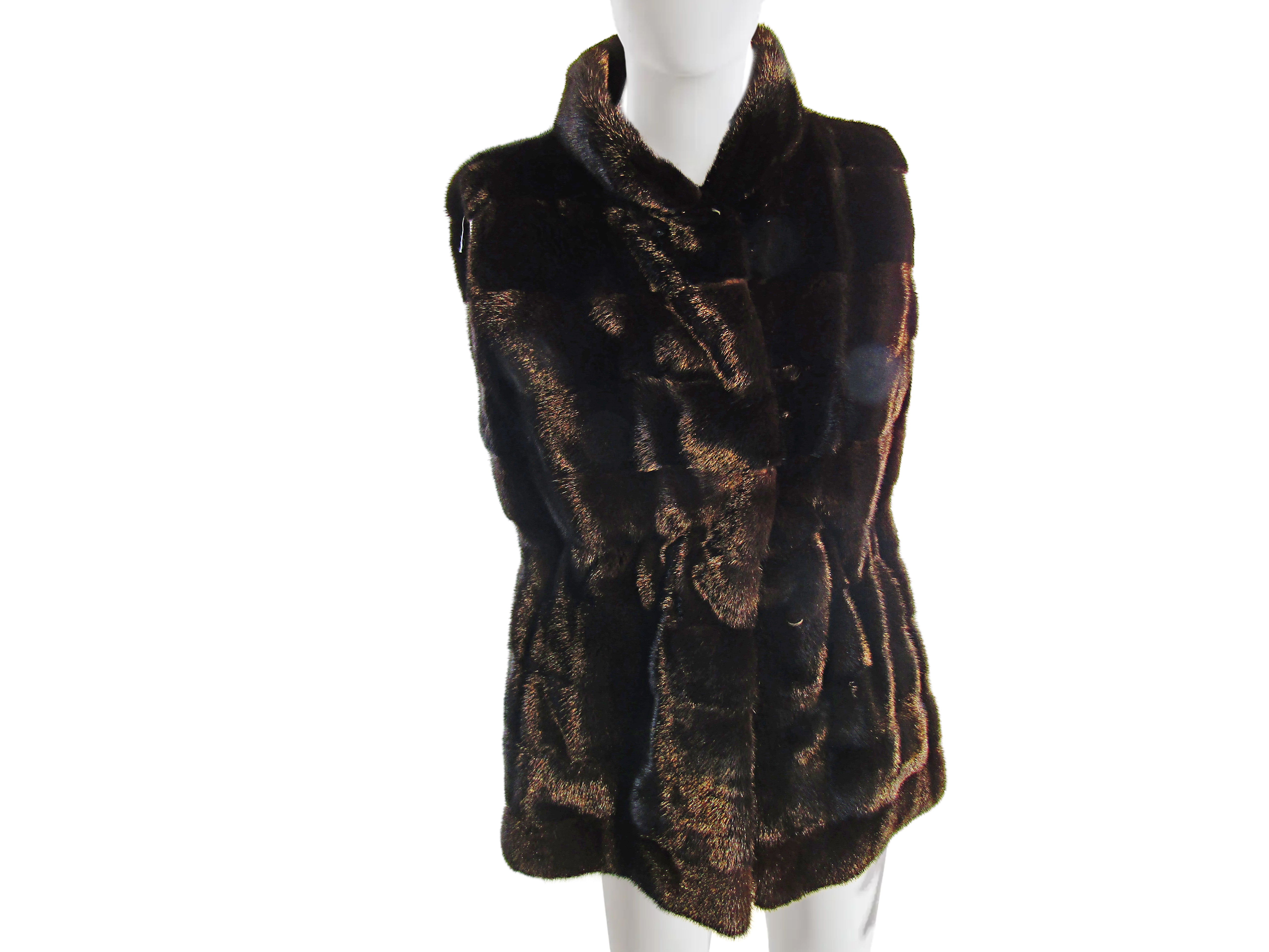 BLACK HORIZONTAL MINK VEST