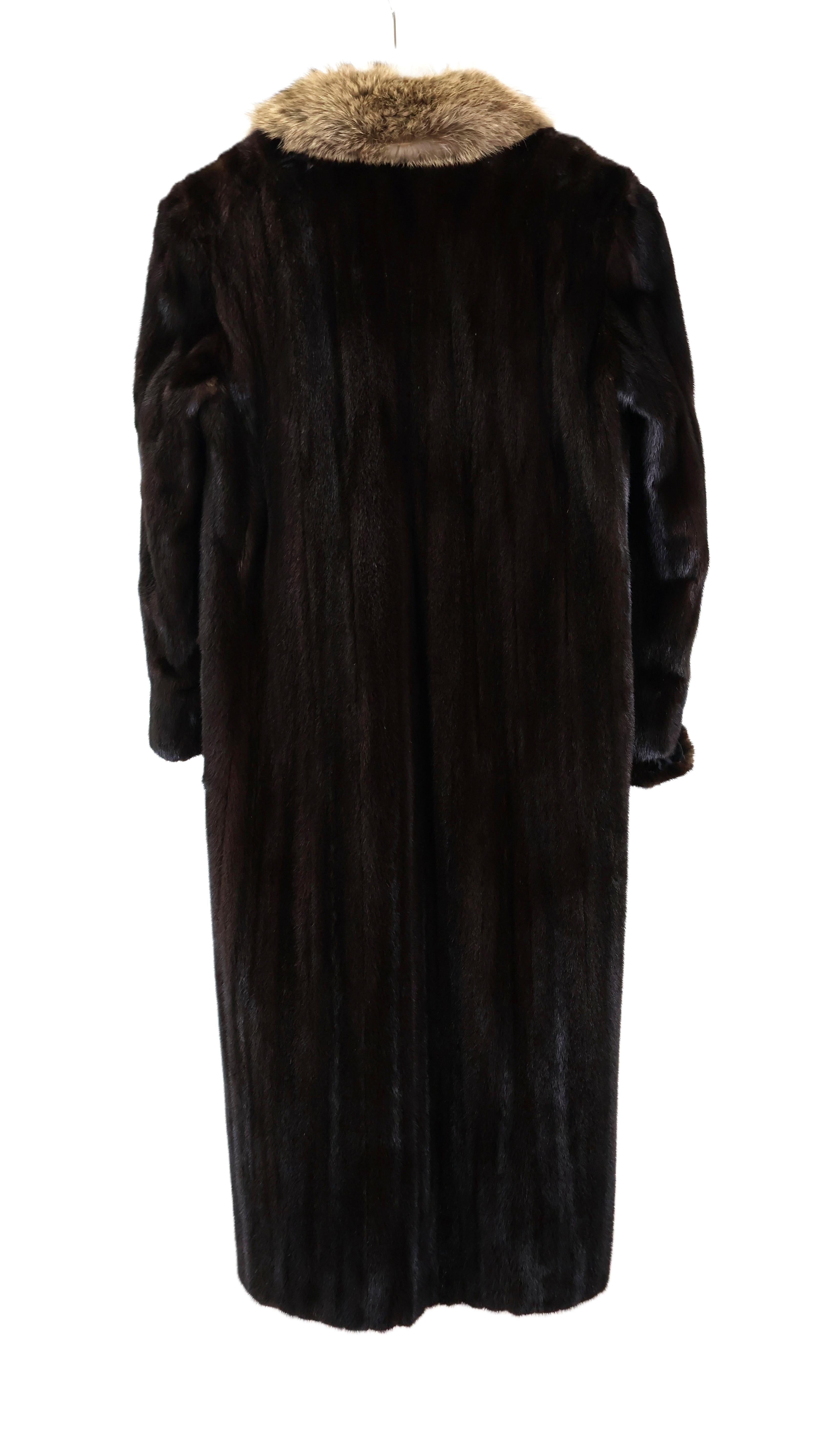 PRE-OWNED RANCH MINK COAT W/ FISHER SHAWL COLLAR & MINK TURN BACK CUFFS