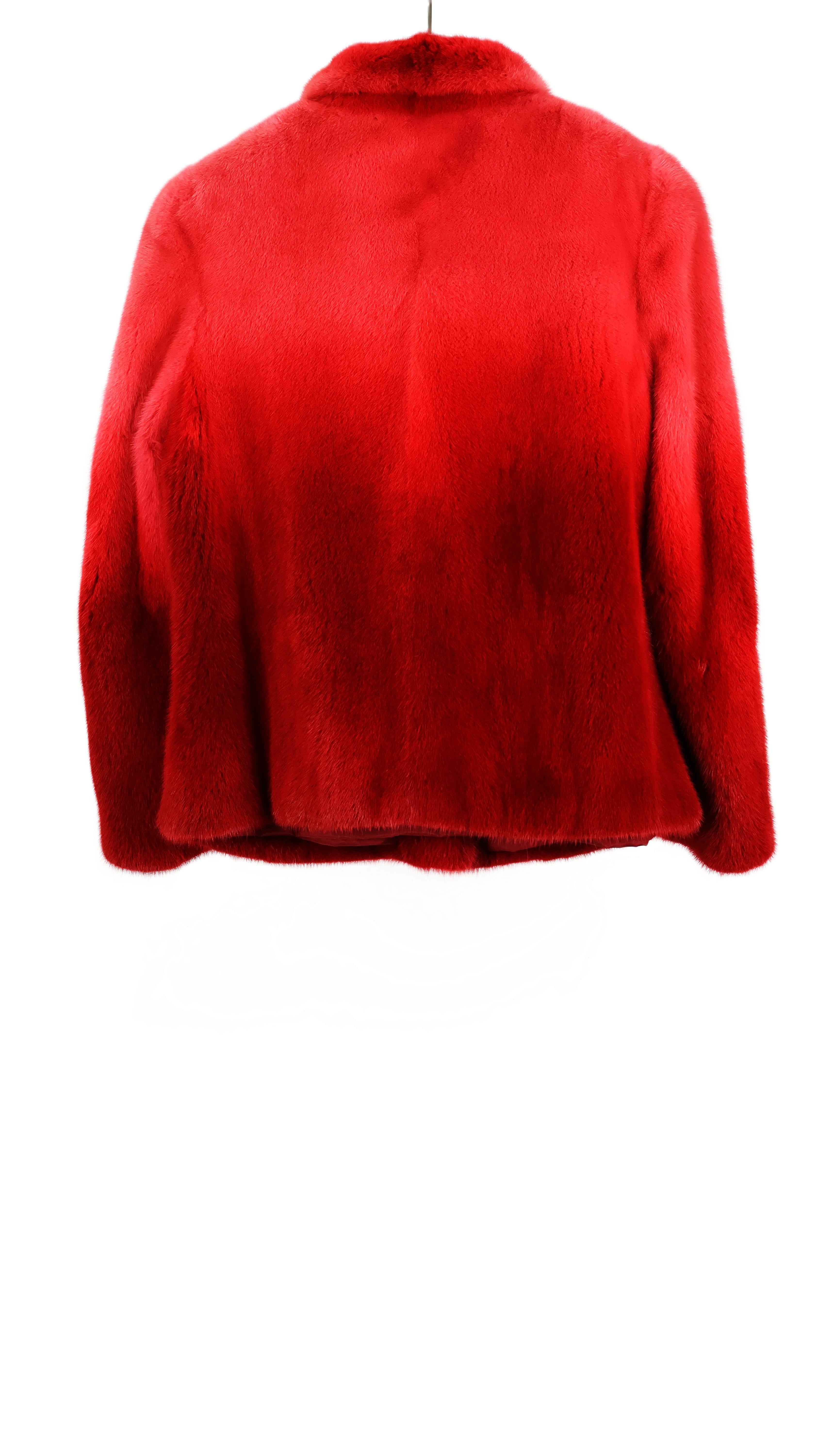 PRE-OWNED PINK DEGRADE MINK JACKET W/ WING COLLAR