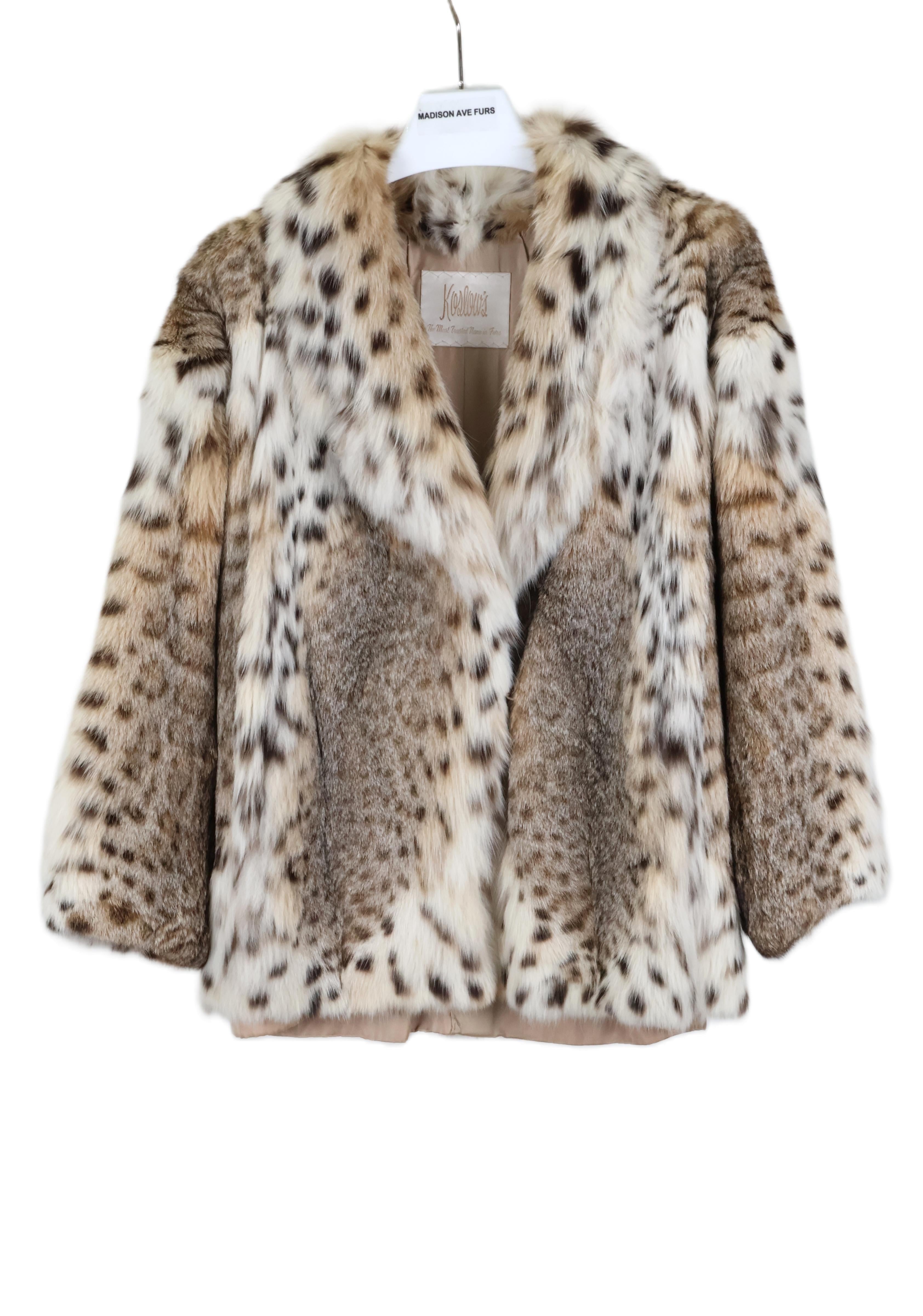 PRE-OWNED NATURAL CANADIAN CAT LYNX JACKET W/ NOTCH COLLAR