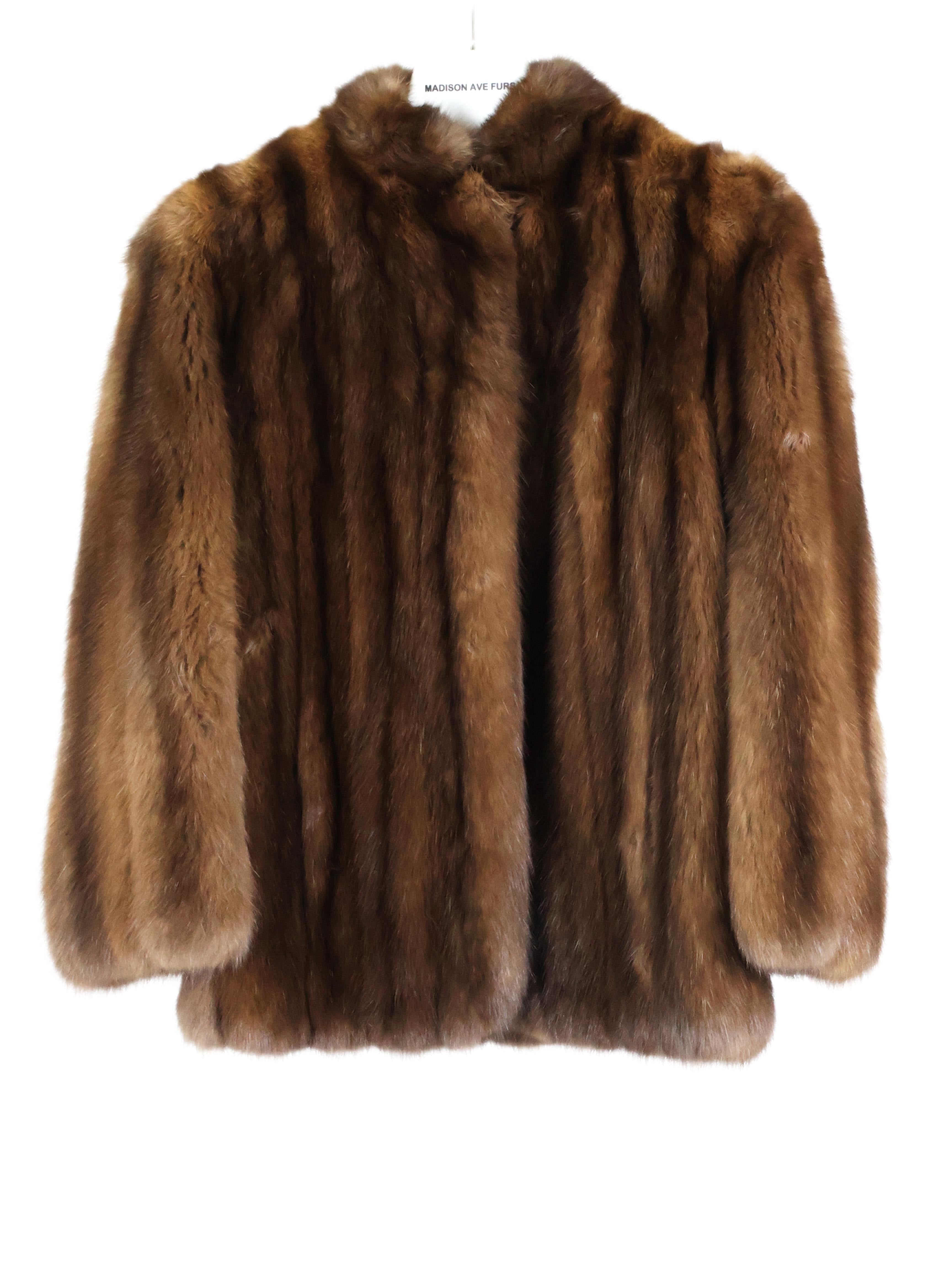 PRE-OWNED NATURAL RUSSIAN SABLE JACKET W/ STAND COLLAR