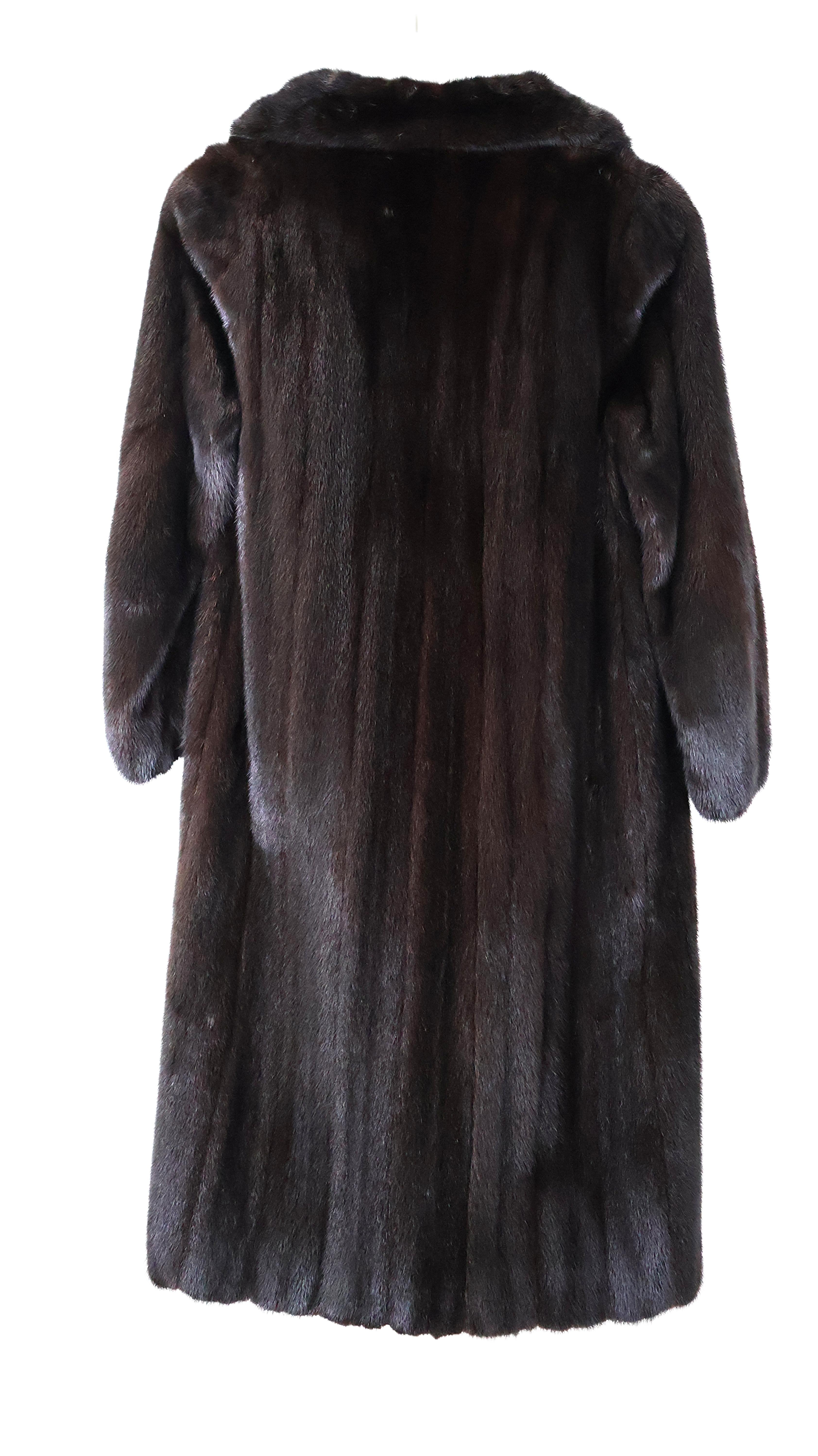 PRE-OWNED RANCH MINK 7/8 COAT W/ NOTCH COLLAR & ELASTIC SLEEVE FINISH
