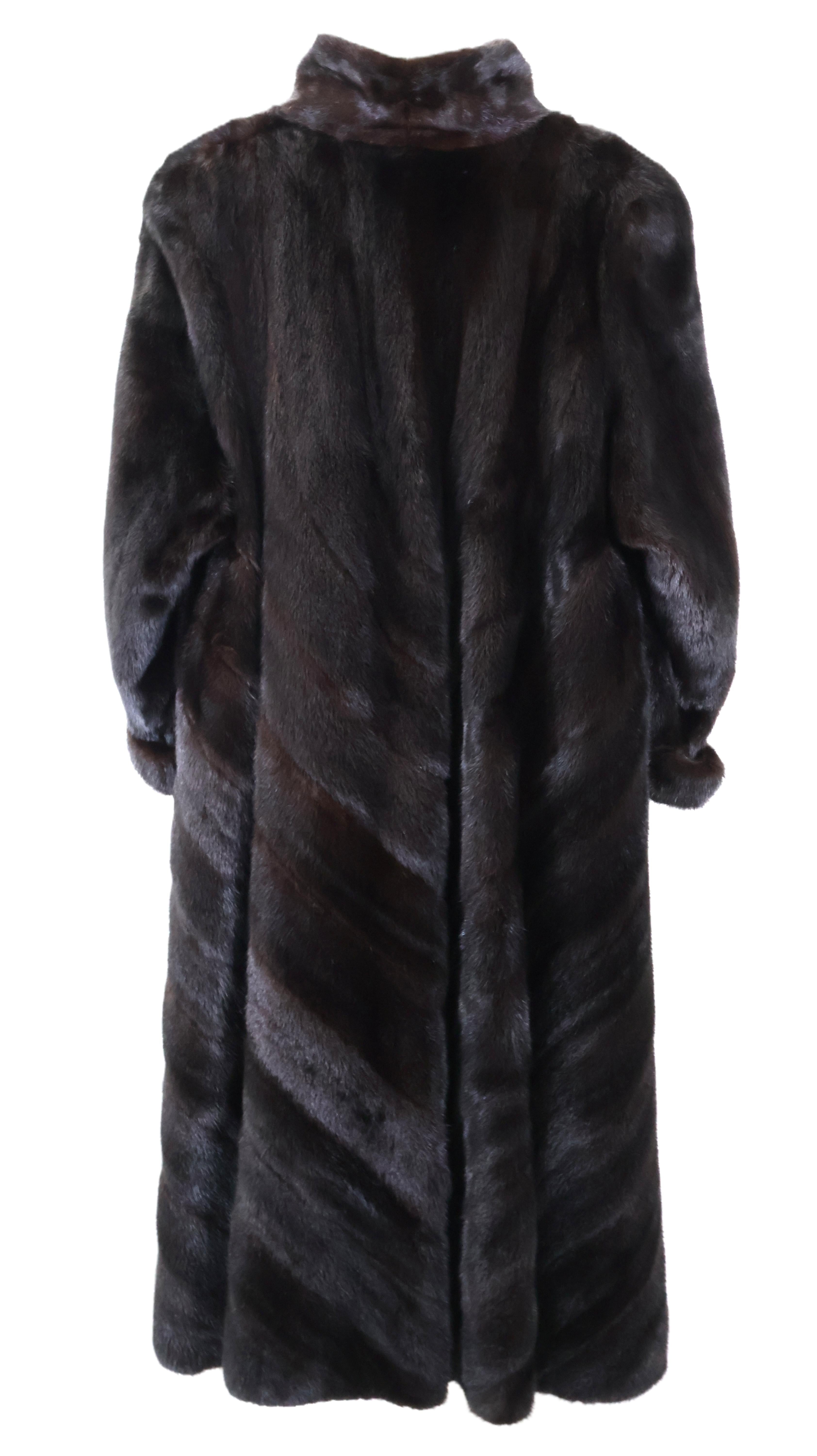 PRE-OWNED RANCH MINK DIRECTIONAL COAT W/ WING COLLAR & TURN BACK CUFF