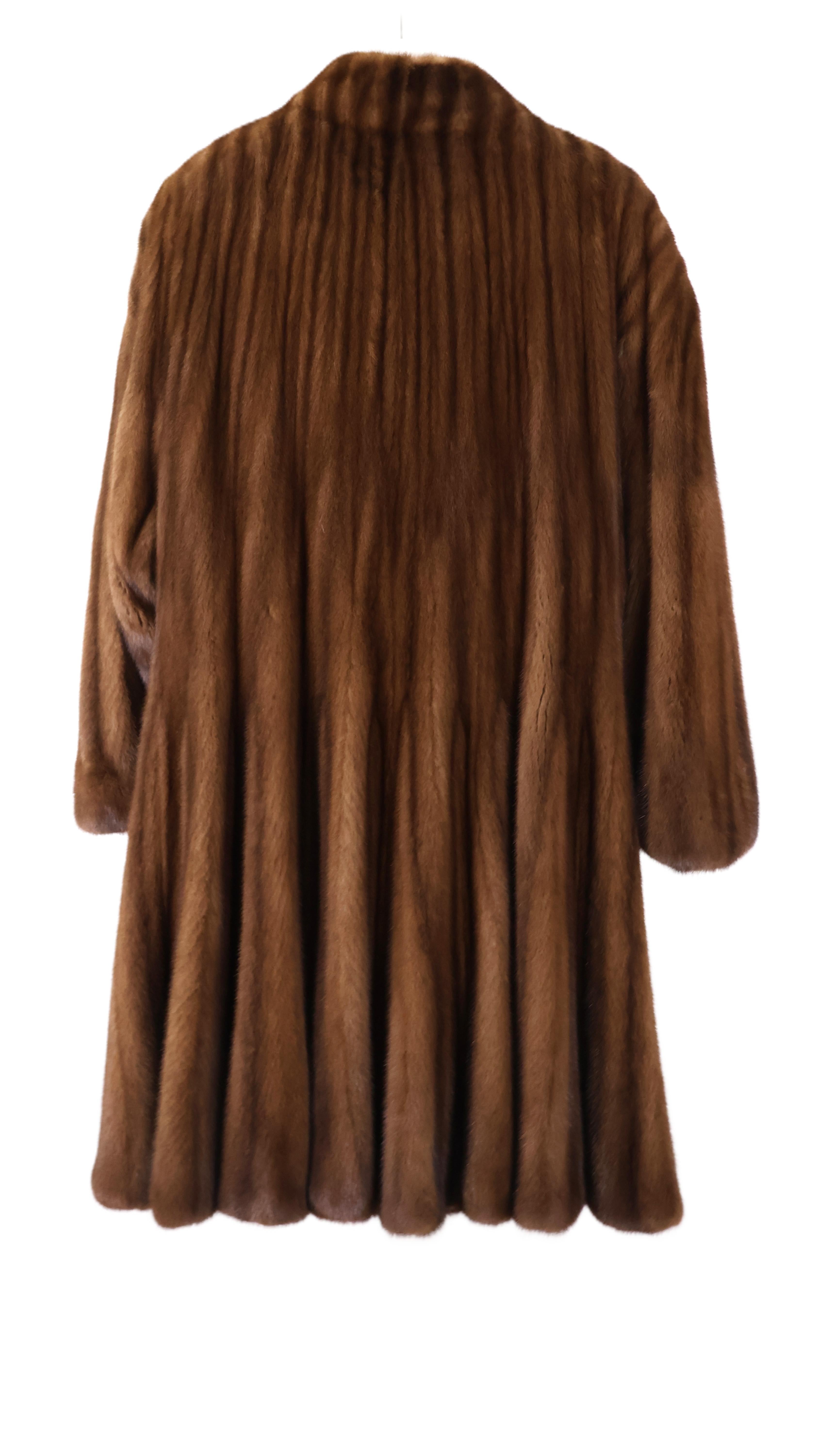 PRE-OWNED DEMI BUFF MINK COLLARLESS SWING 7/8 COAT