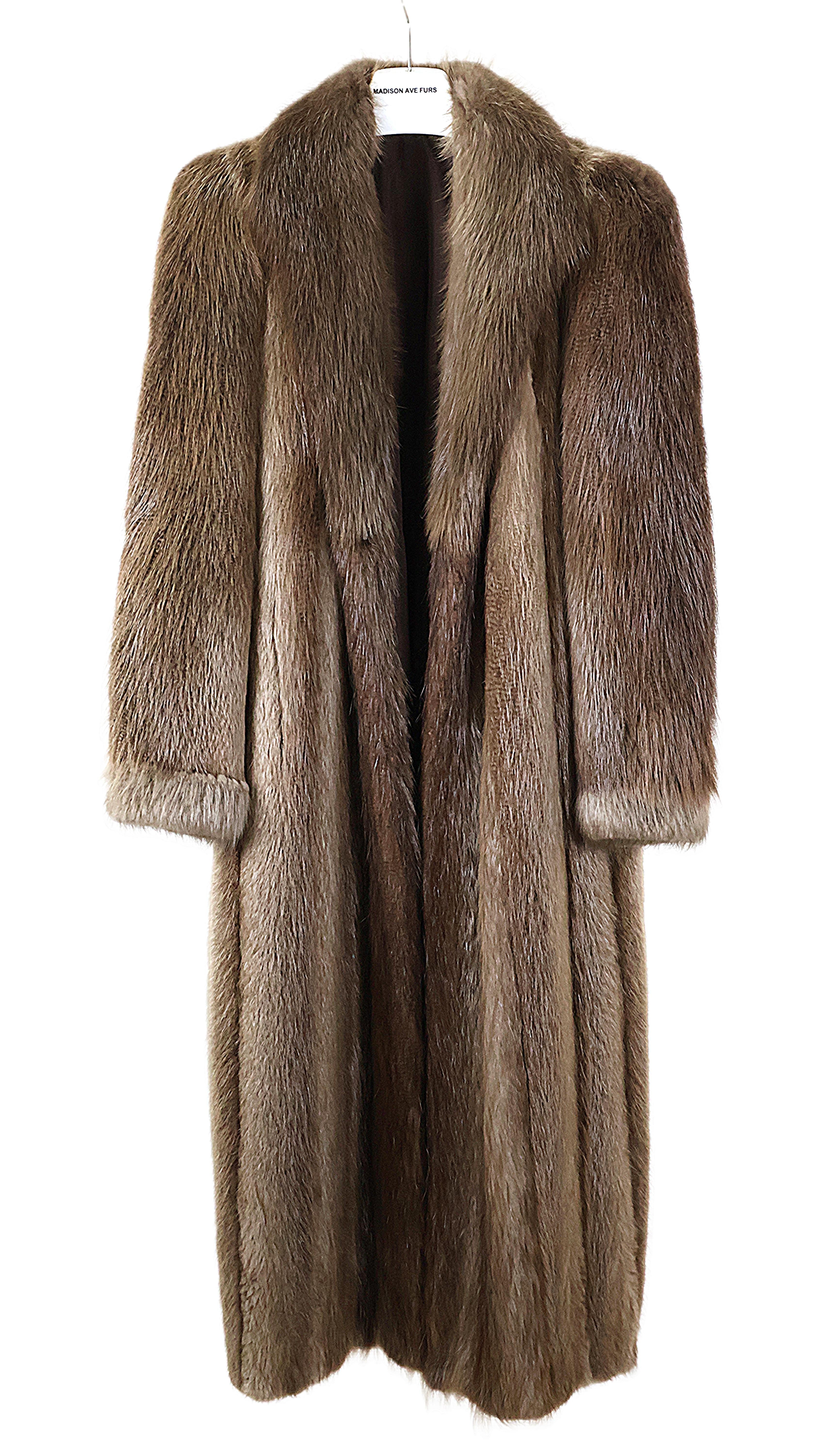 NEW NATURAL BLOND BEAVER COAT W/ SHAWL COLLAR & BANDED CUFFS