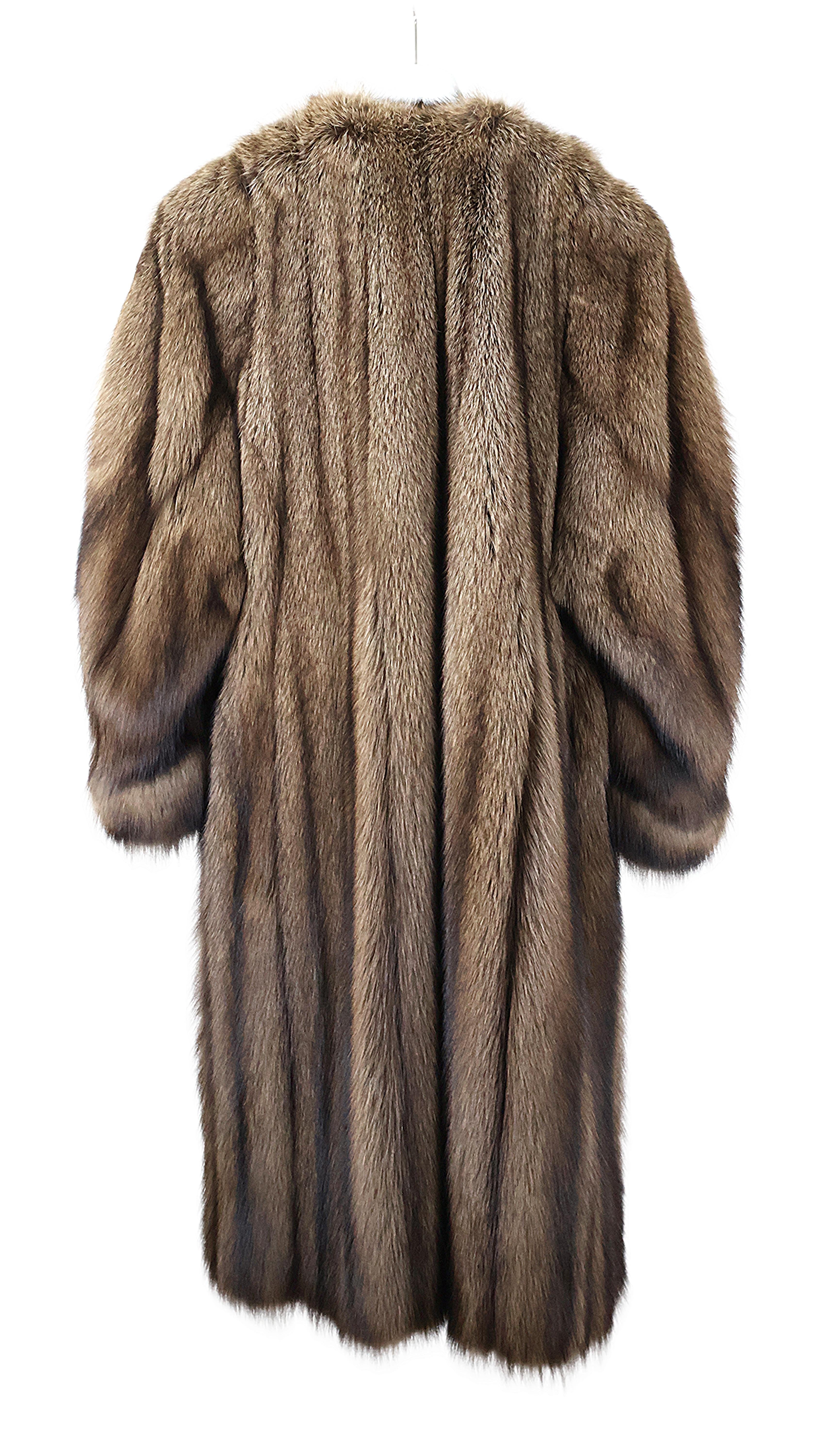 PRE-OWNED NATURAL FISHER COLLARLESS COAT W/ TURN BACK CUFFS