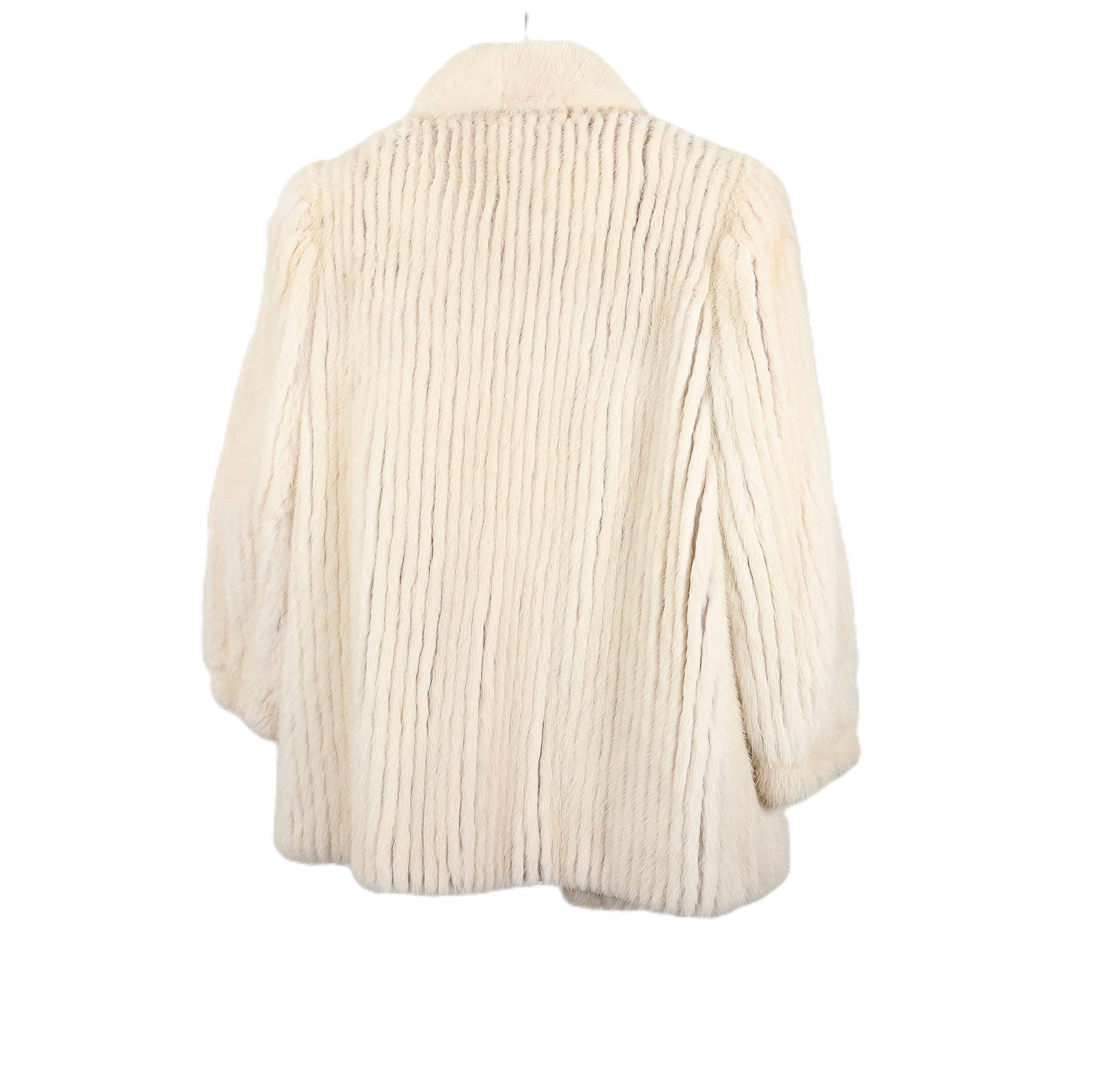 PRE-OWNED OFF-WHITE RIBBED MINK JACKET W/ WHITE FOX FRONT & ELASTIC SLEEVE FINISH