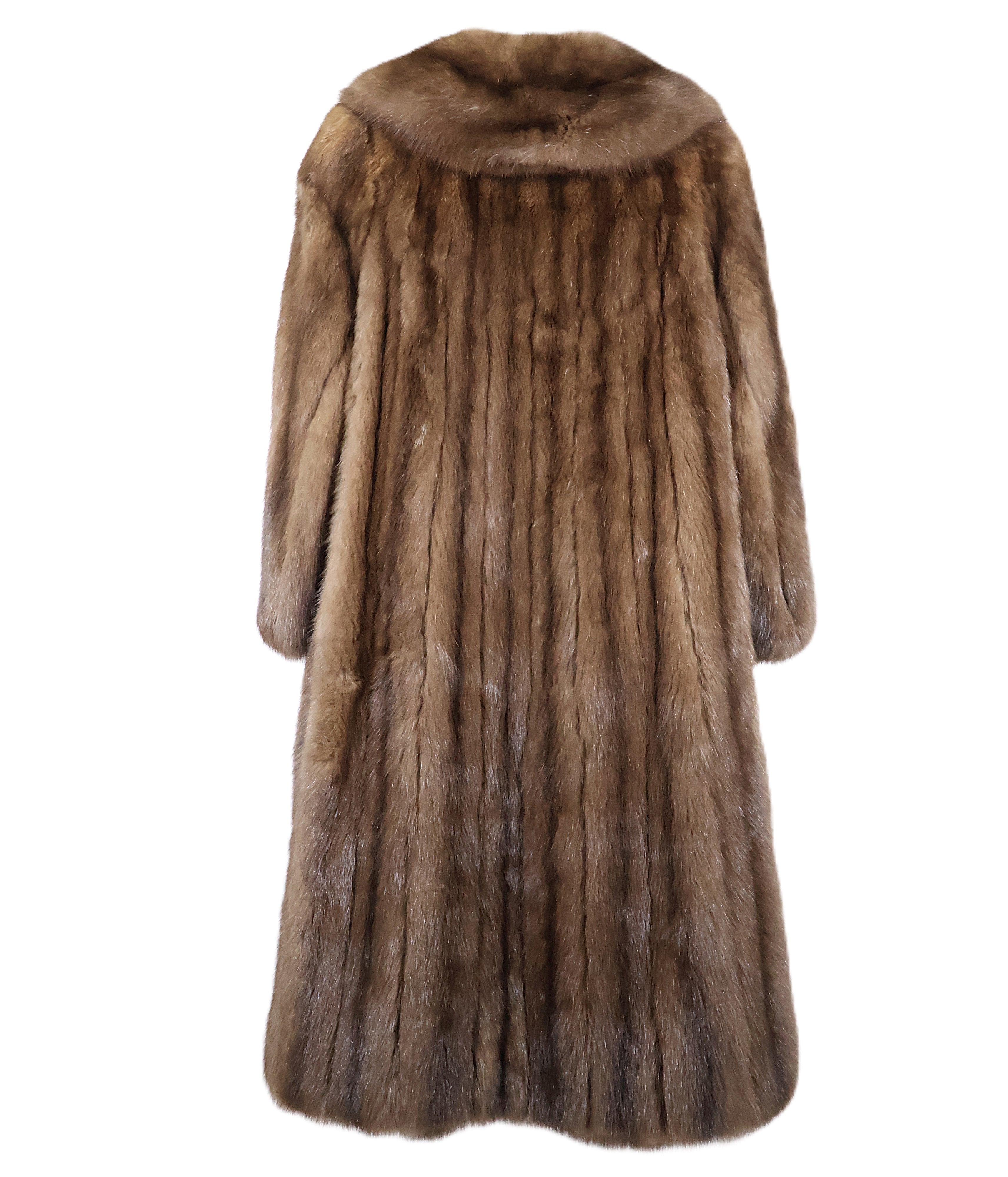 PRE-OWNED NATURAL RUSSIAN SABLE COAT W/ NOTCH COLLAR & STRAIGHT SLEEVES