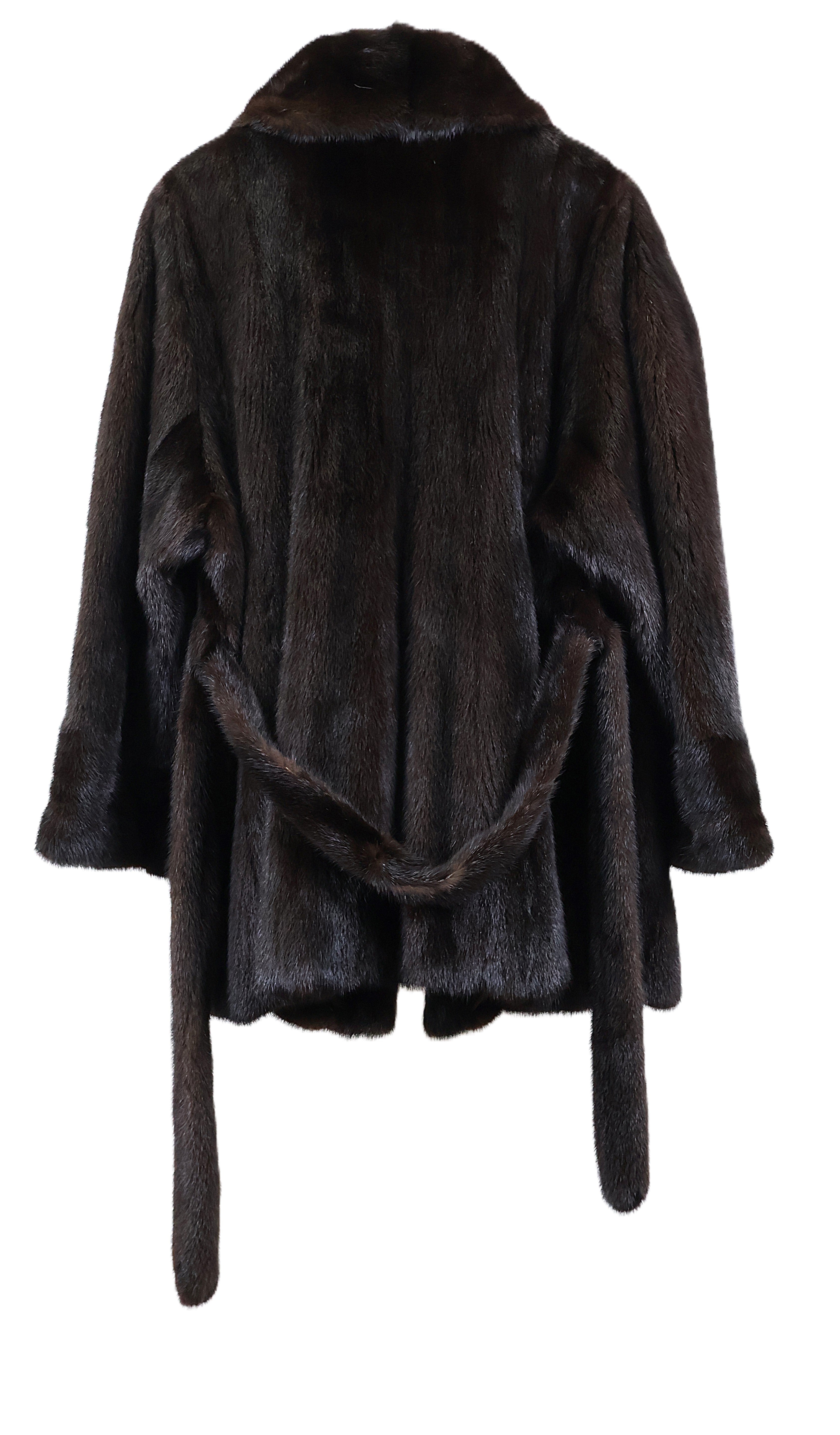 PRE-OWNED RANCH MINK STROLLER W/WING COLLAR, BELL SLEEVES & WRAP BELT