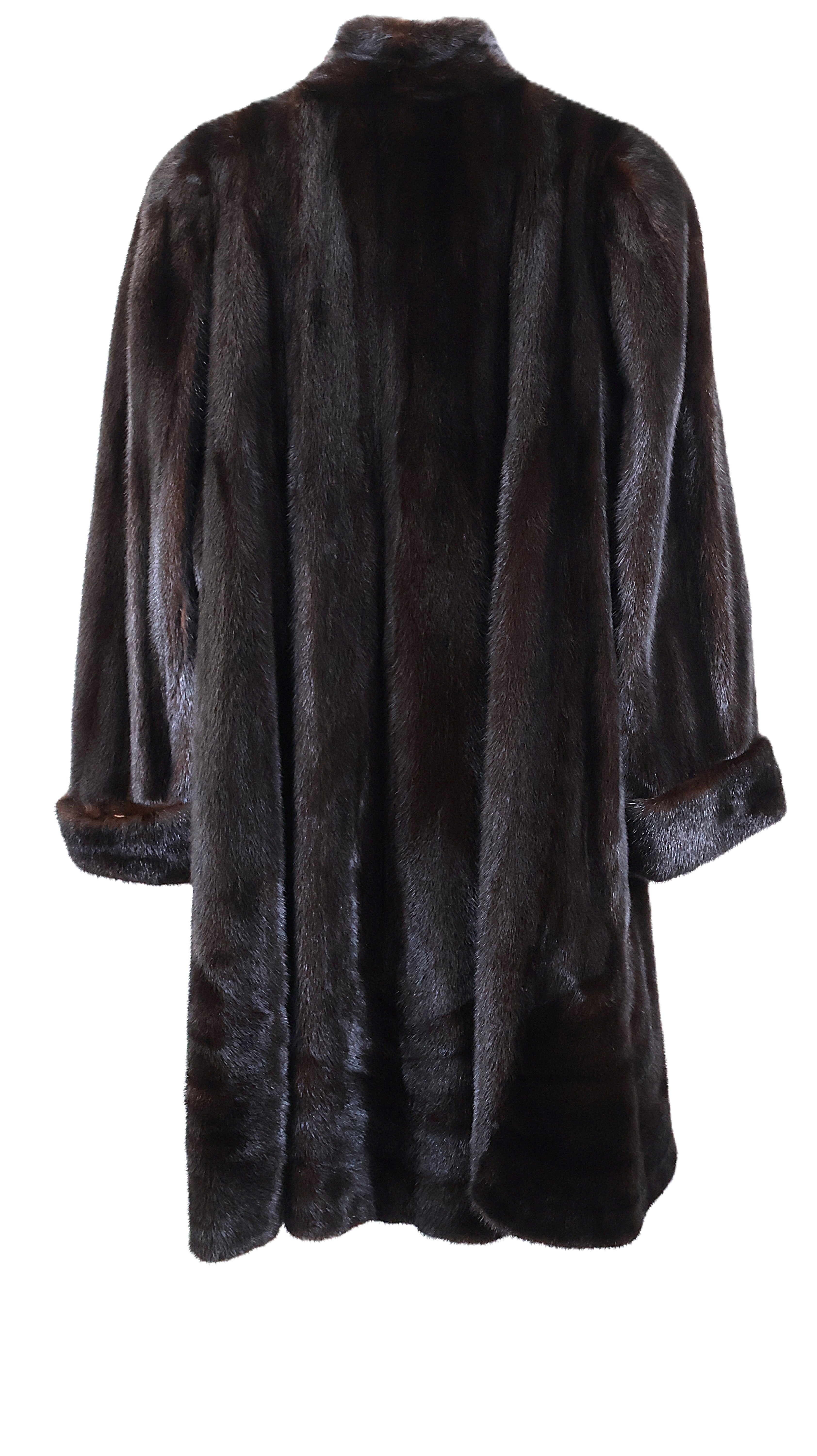PRE-OWNED RANCH MINK DIRECTIONAL 7/8 SWING COAT W/ WING COLLAR & TURN BACK CUFFS