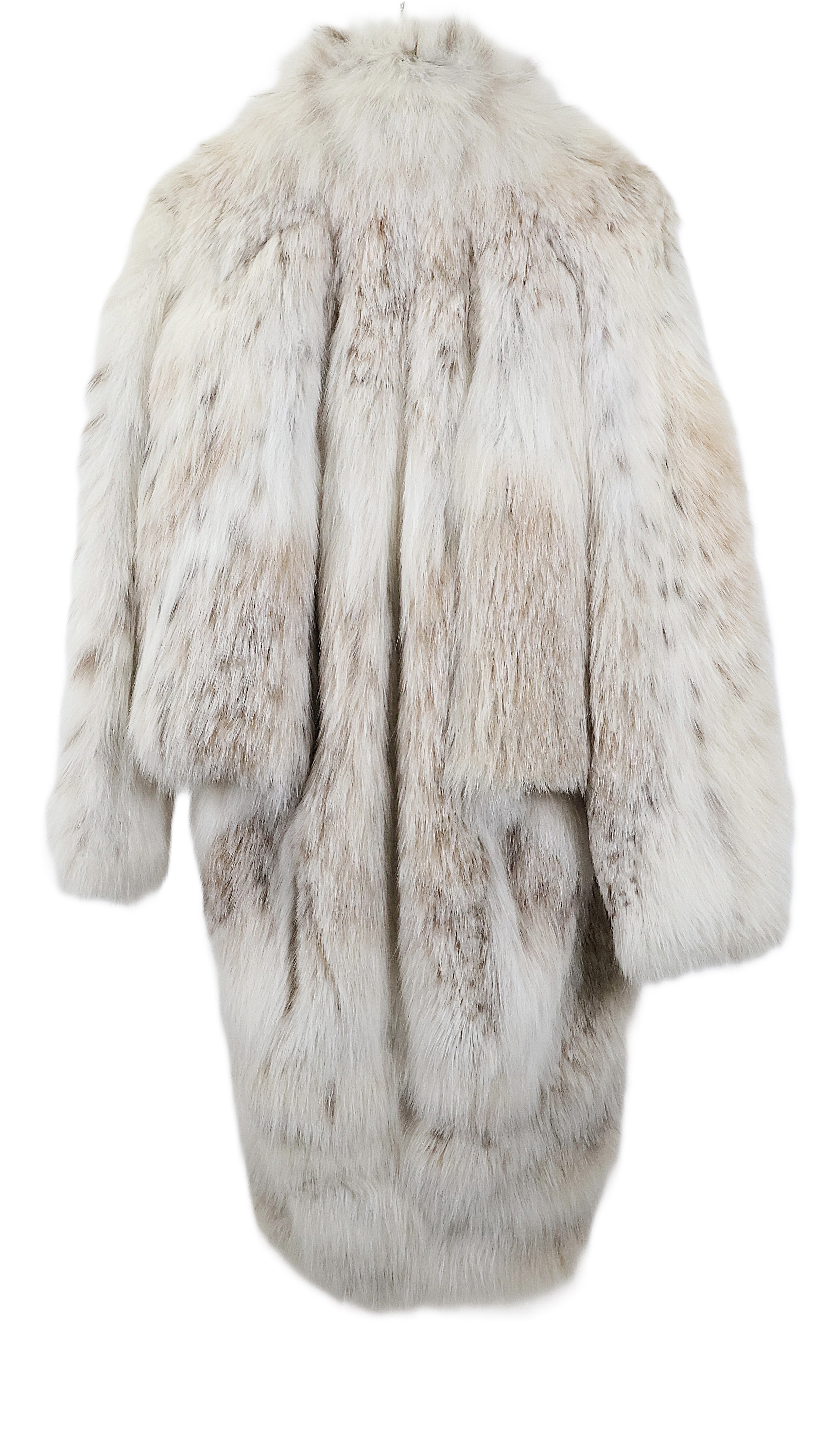 PRE-OWNED JOHN GALLIANO RUSSIAN LYNX CACCOON COAT W/ BAT WING SLEEVES