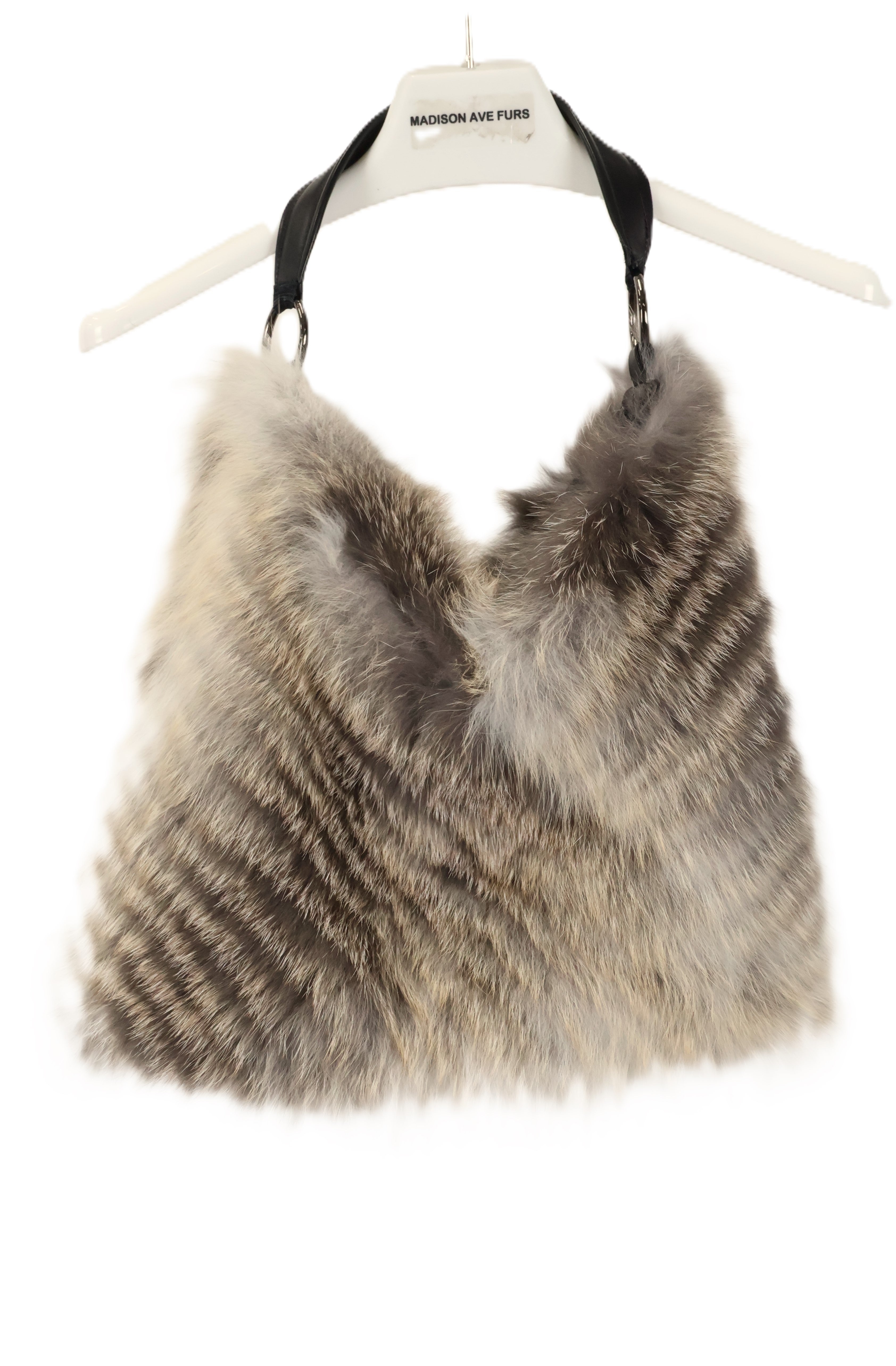NEW FEATHERED GOLDEN ISLAND FOX HANDBAG W/ LEATHER BOTTOM & STRAP