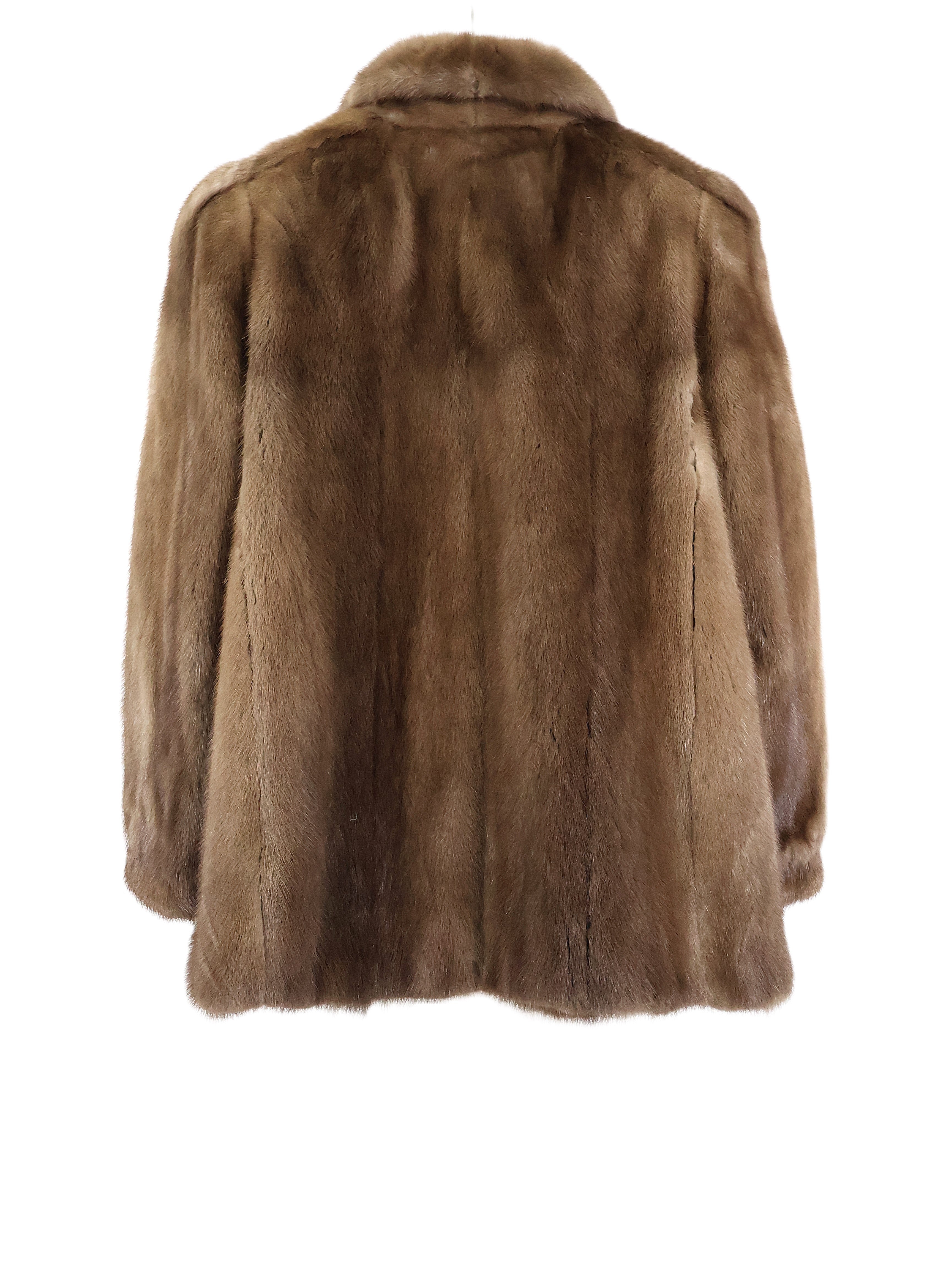 PRE-OWNED PASTEL MINK JACKET W/ SHAWL COLLAR , BANDED CUFFS & CURVED HEM