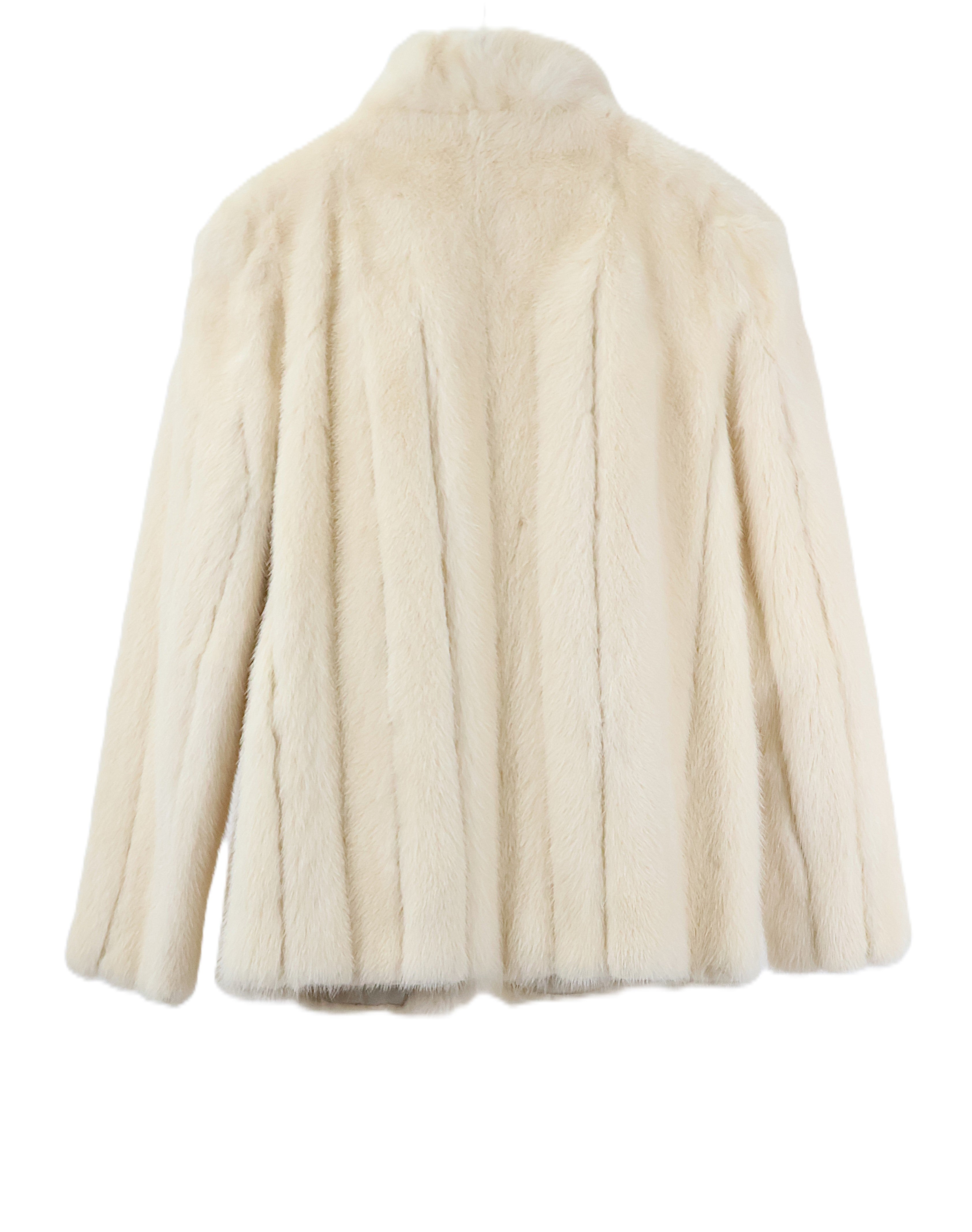 PRE-OWNED FABERGE OFF WHITE MINK JACKET W/ WING COLLAR & STRAIGHT SLEEVE
