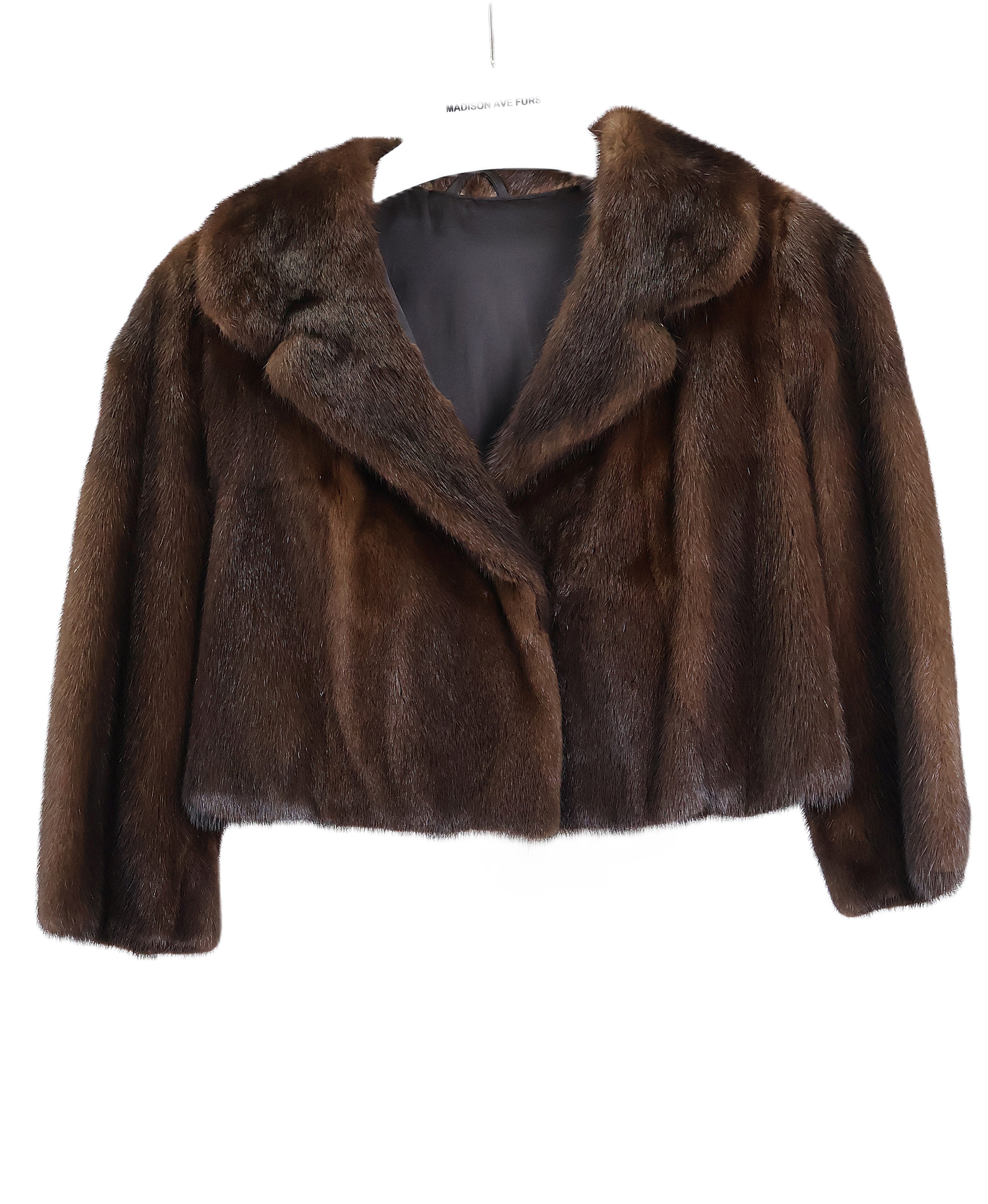 PRE-OWNED MAHOGANY MINK BOLERO W/ NOTCH COLLAR & STRAIGHT SLEEVES