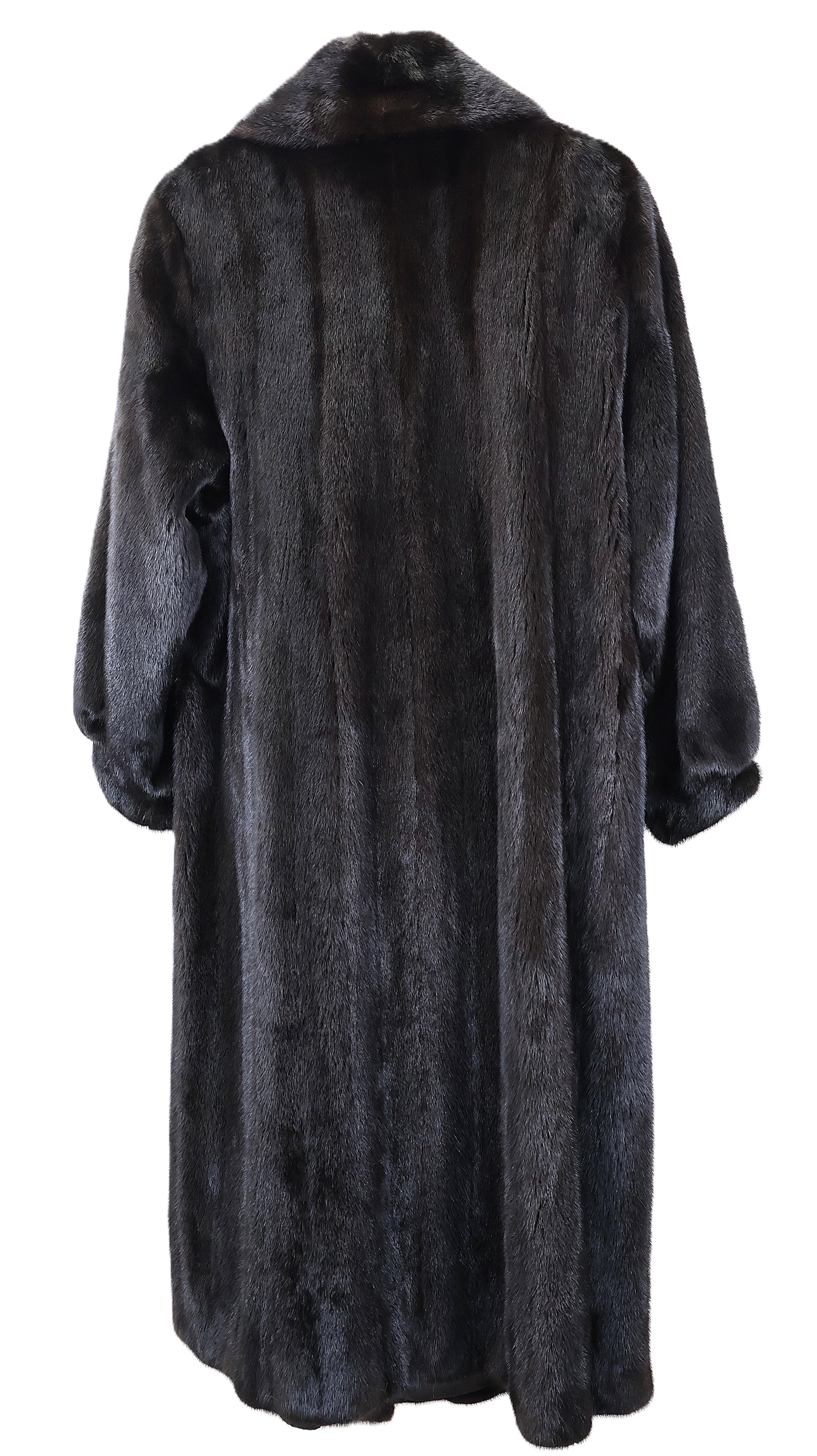 PRE-OWNED NATURAL RANCH MINK COAT W/ SHAWL COLLAR & BANDED CUFFS