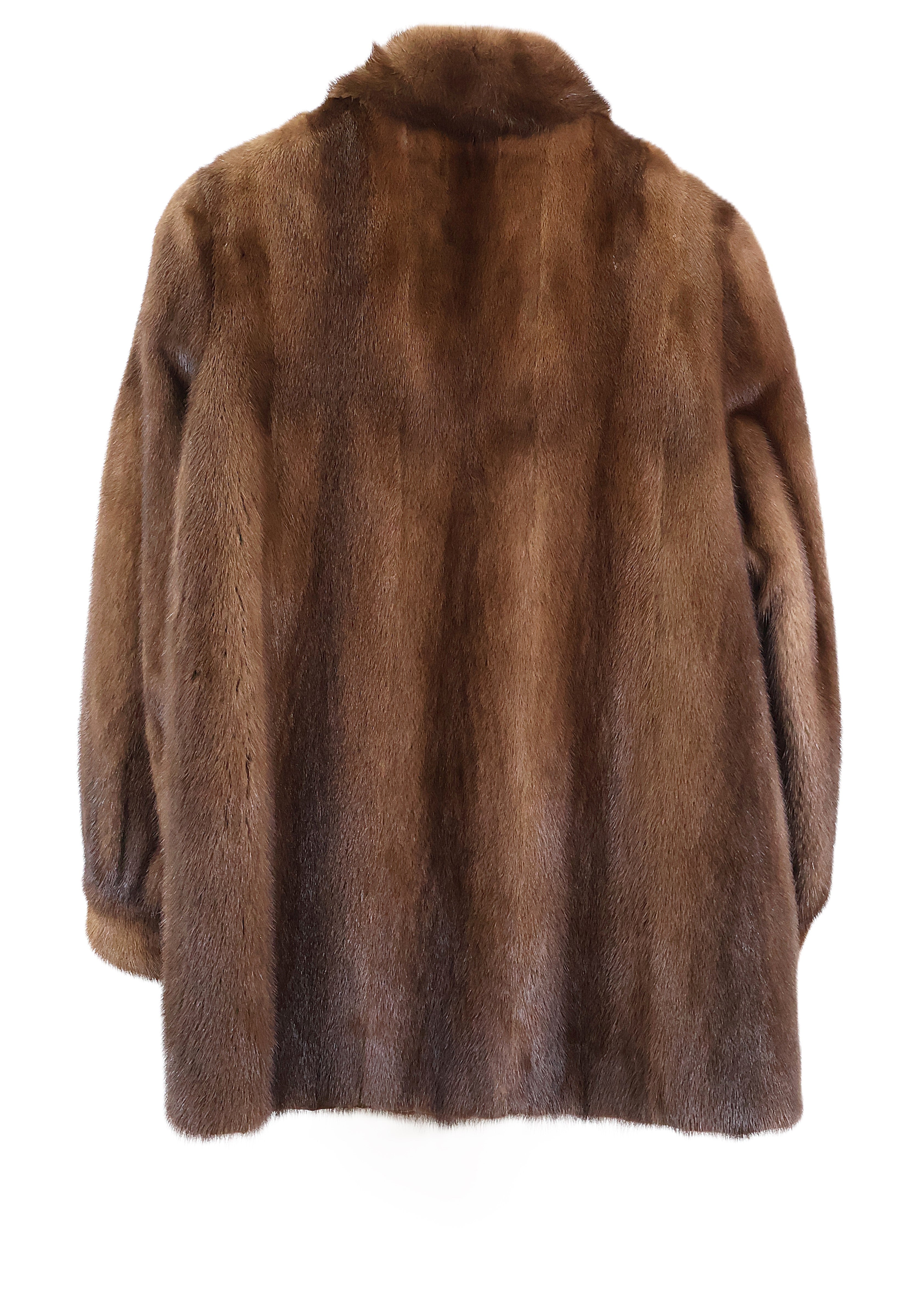 PRE-OWNED NATURAL DEMI BUFF MINK JACKET W/ WING COLLAR & BANDED CUFFS