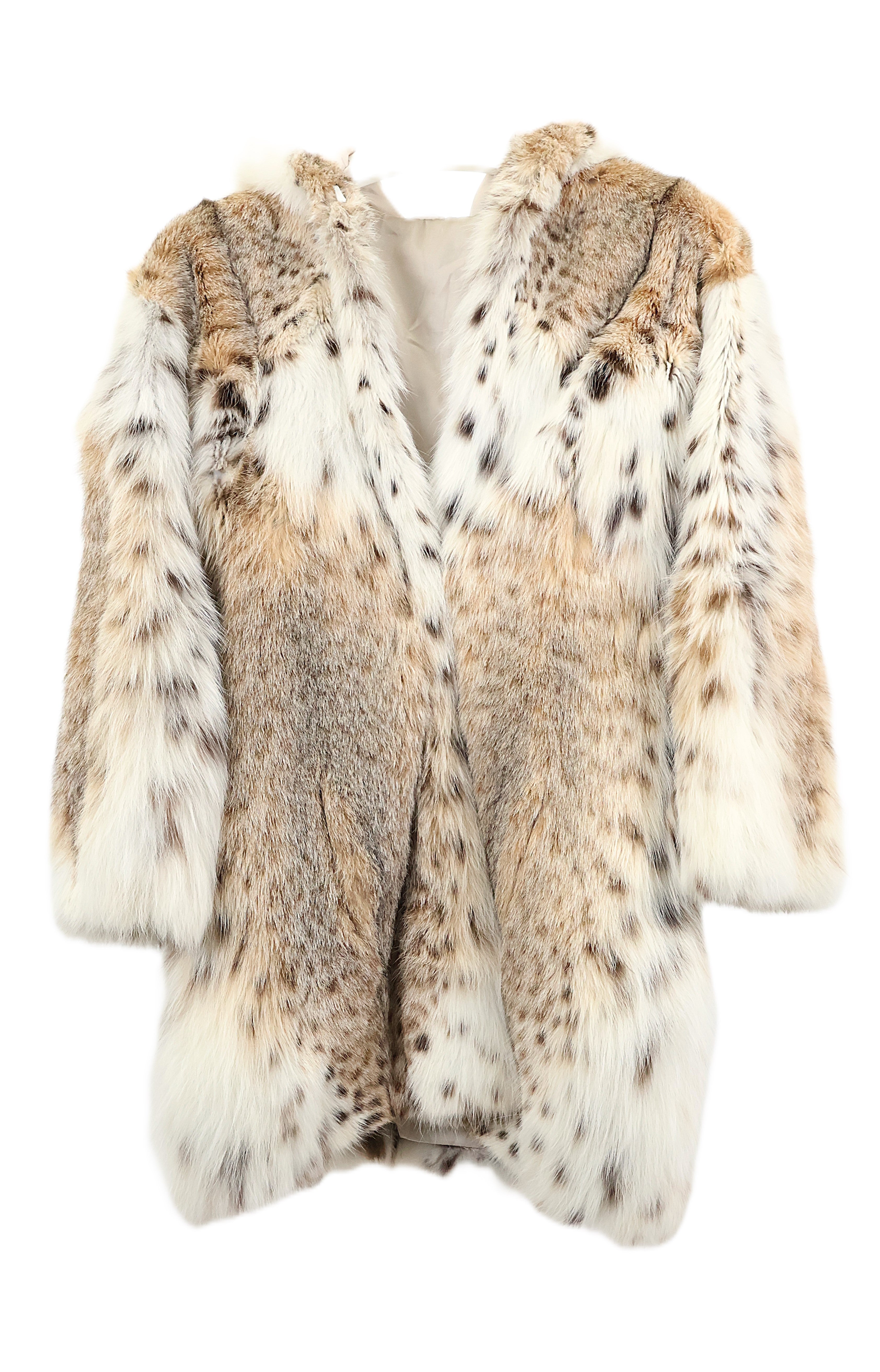 PRE-OWNED CANADIAN LYNX HOODED JACKET W/ WHITE FOX TRIM