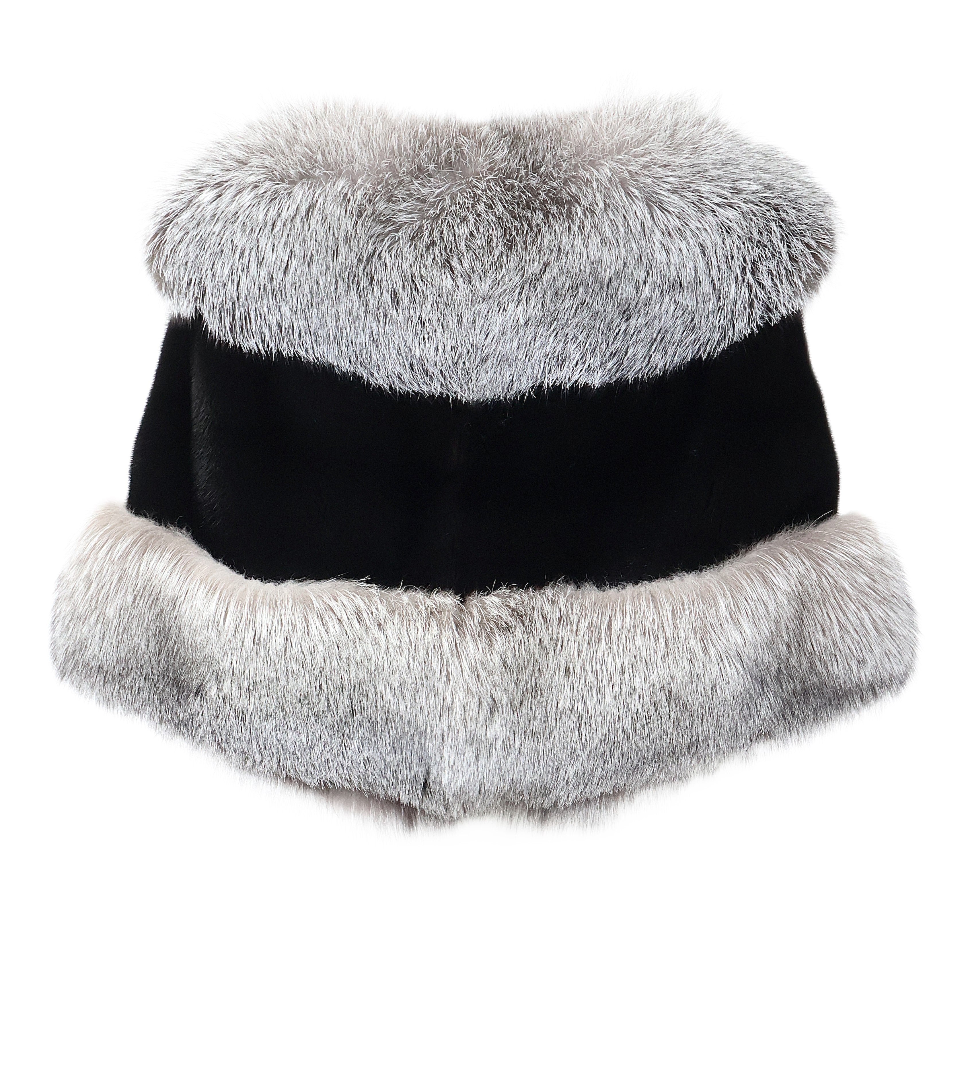 NEW BLACK MINK & INDIGO FOX EVENING STOLE