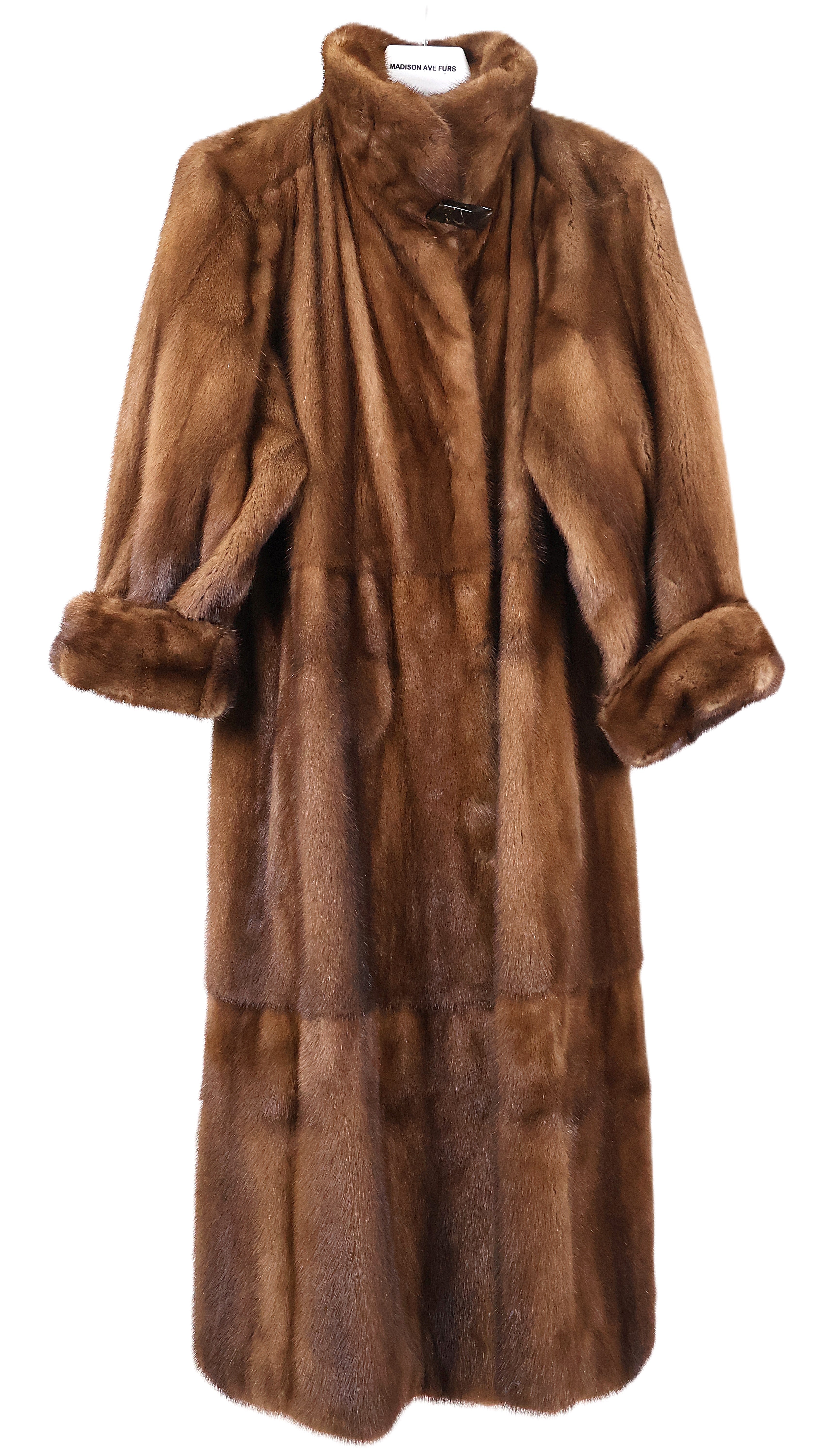 PRE-OWNED WILD TYPE MINK TIERED COAT W/ WING COLLAR & TURN BACK CUFFS