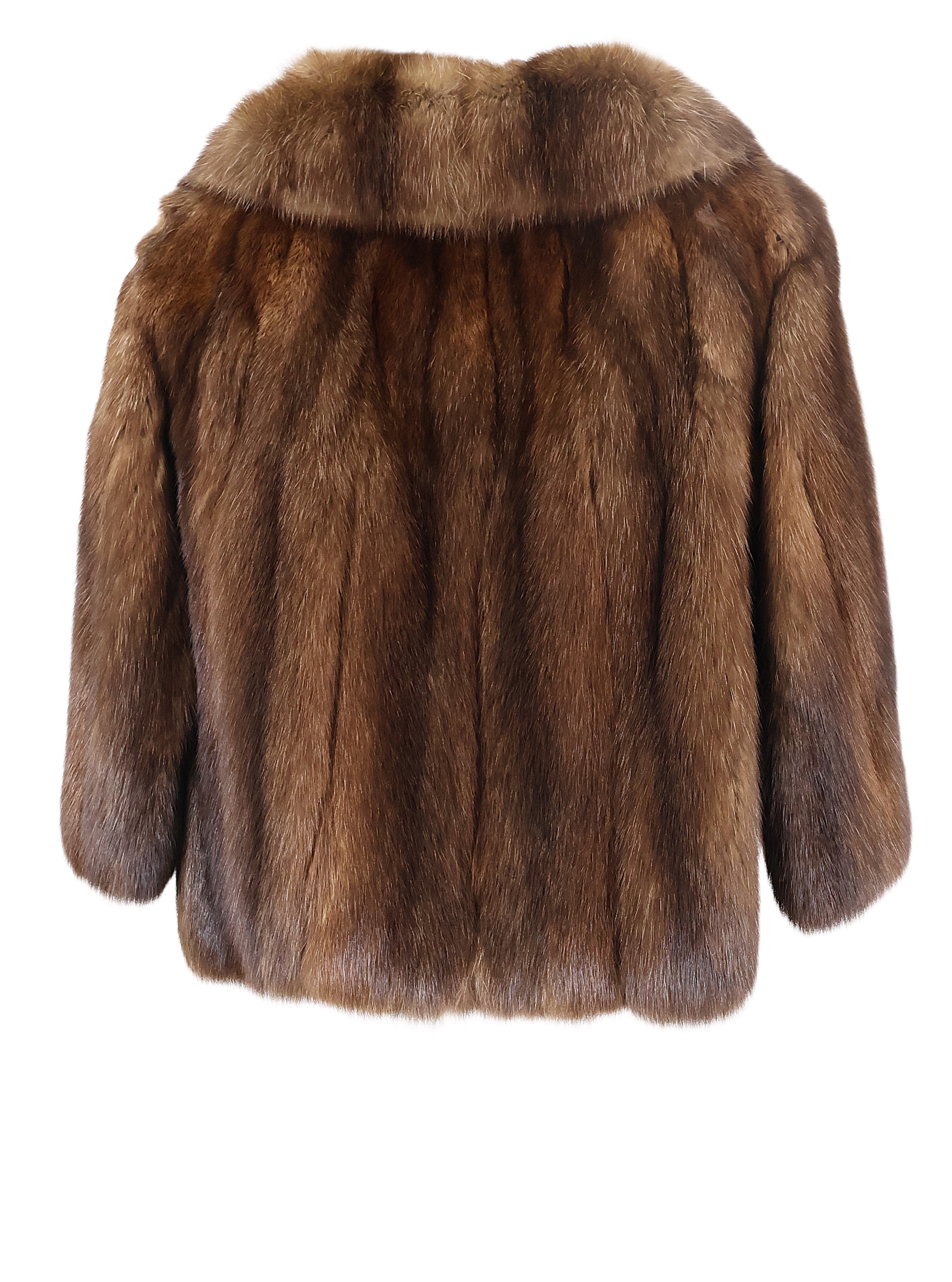 PRE-OWNED NATURAL RUSSIAN SABLE SHORT JACKET W/ SHAWL COLLAR & 3/4 STRAIGHT SLEEVES