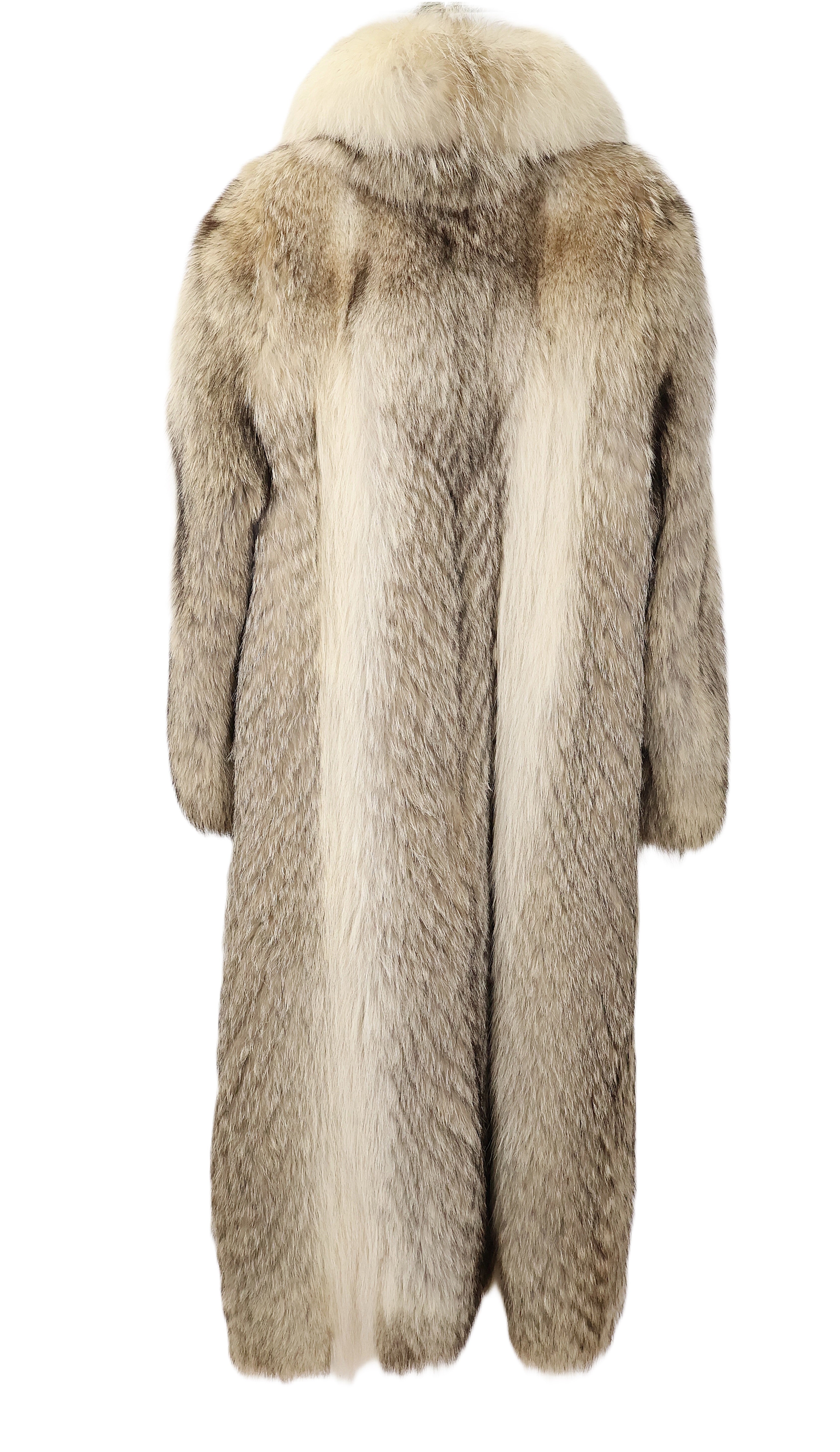 PRE-OWNED NATURAL COYOTE COAT W/ SHAWL COLLAR & STRAIGHT SLEEVES