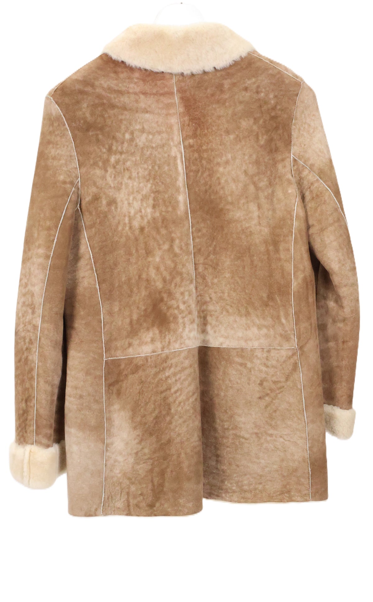 PRE-OWNED LUCIANO BARBERA CAMEL SHEARLING DOUBLE BREASTED STROLLER W/ NOTCH & CUFFSCOLLAR