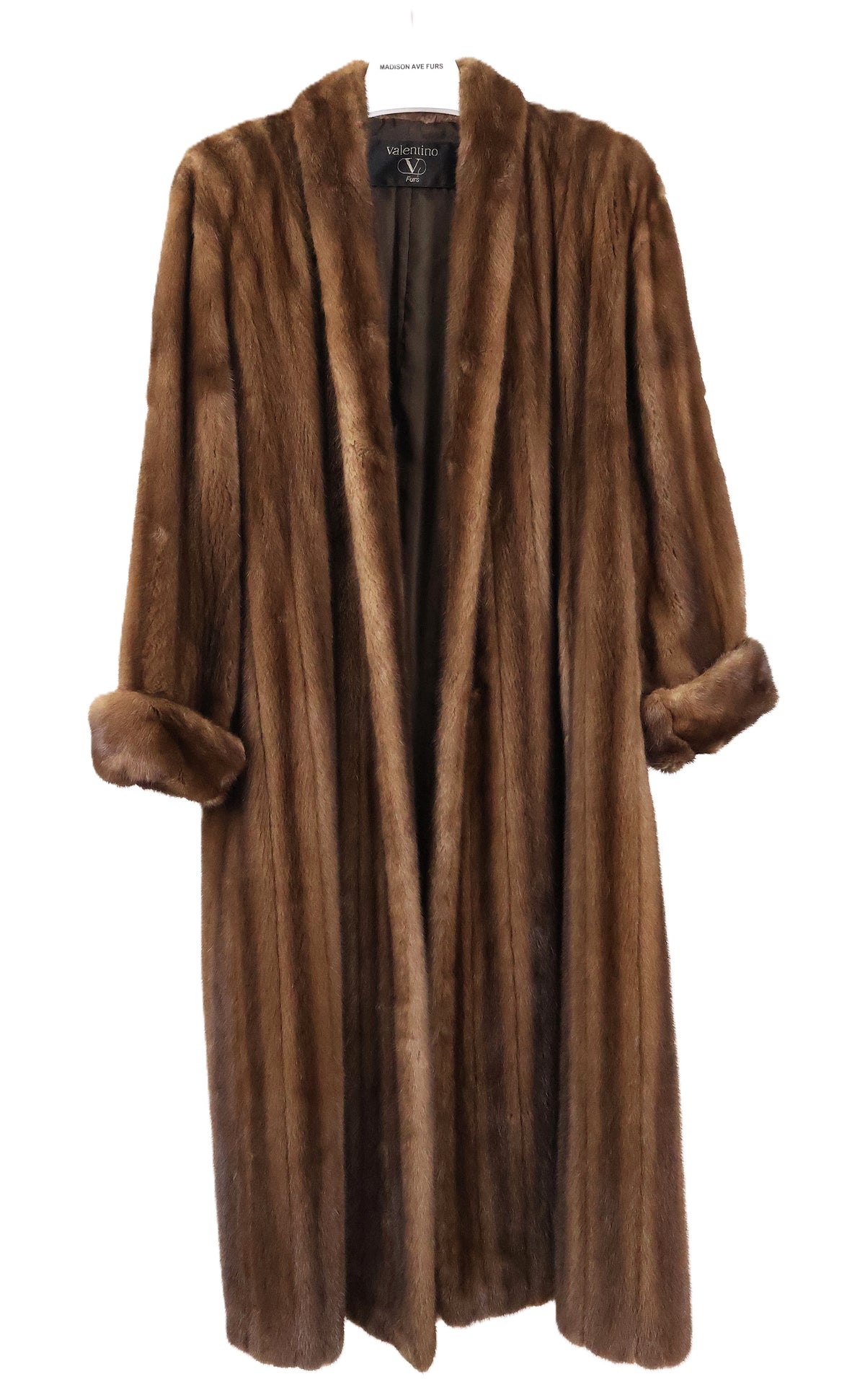 PRE-OWNED VALENTINO DEMI BUFF MINK COAT W/ SHAWL COLLAR & TURN BACK CUFFS