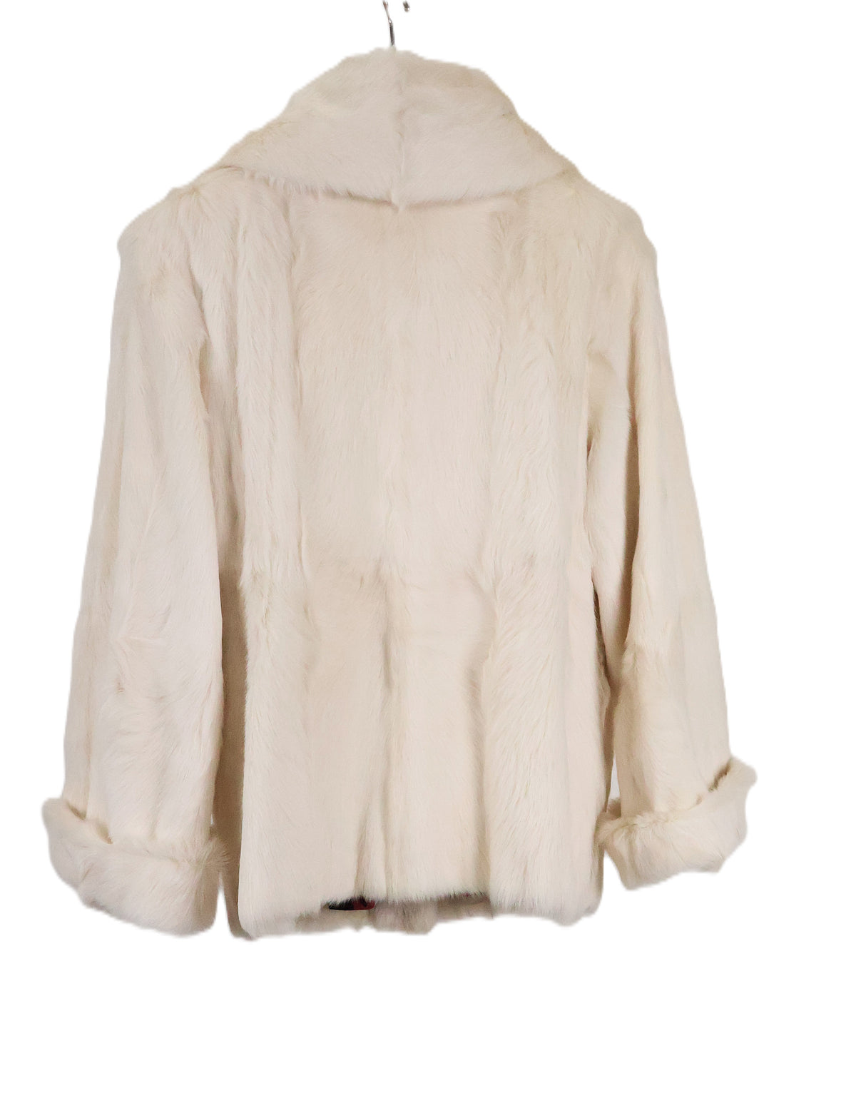 PRE-OWNED ZUKI WHITE KID SKIN JACKET W/ PORTRAIT COLLAR & TURN BACK CUFFS