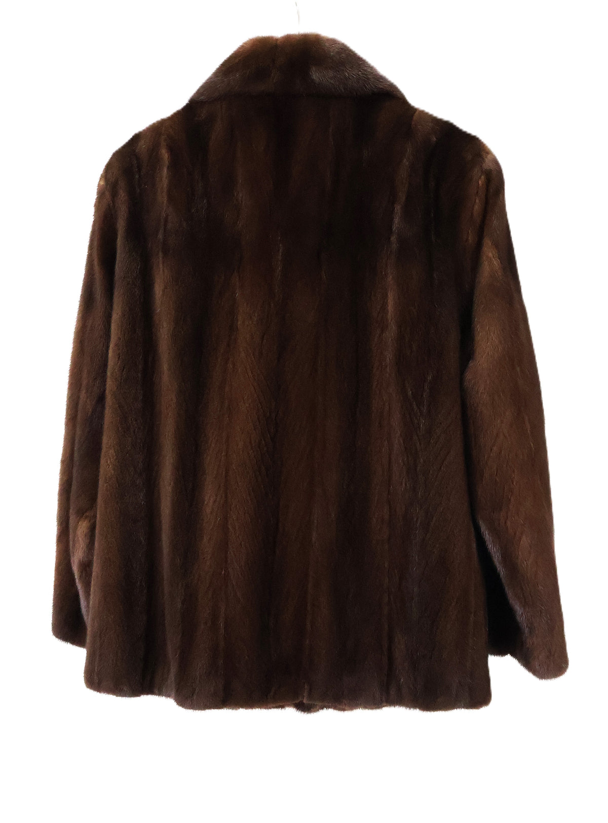 PRE-OWNED MAHOGANY MINK JACKET W/ WING COLLAR & STRAIGHT SLEEVES