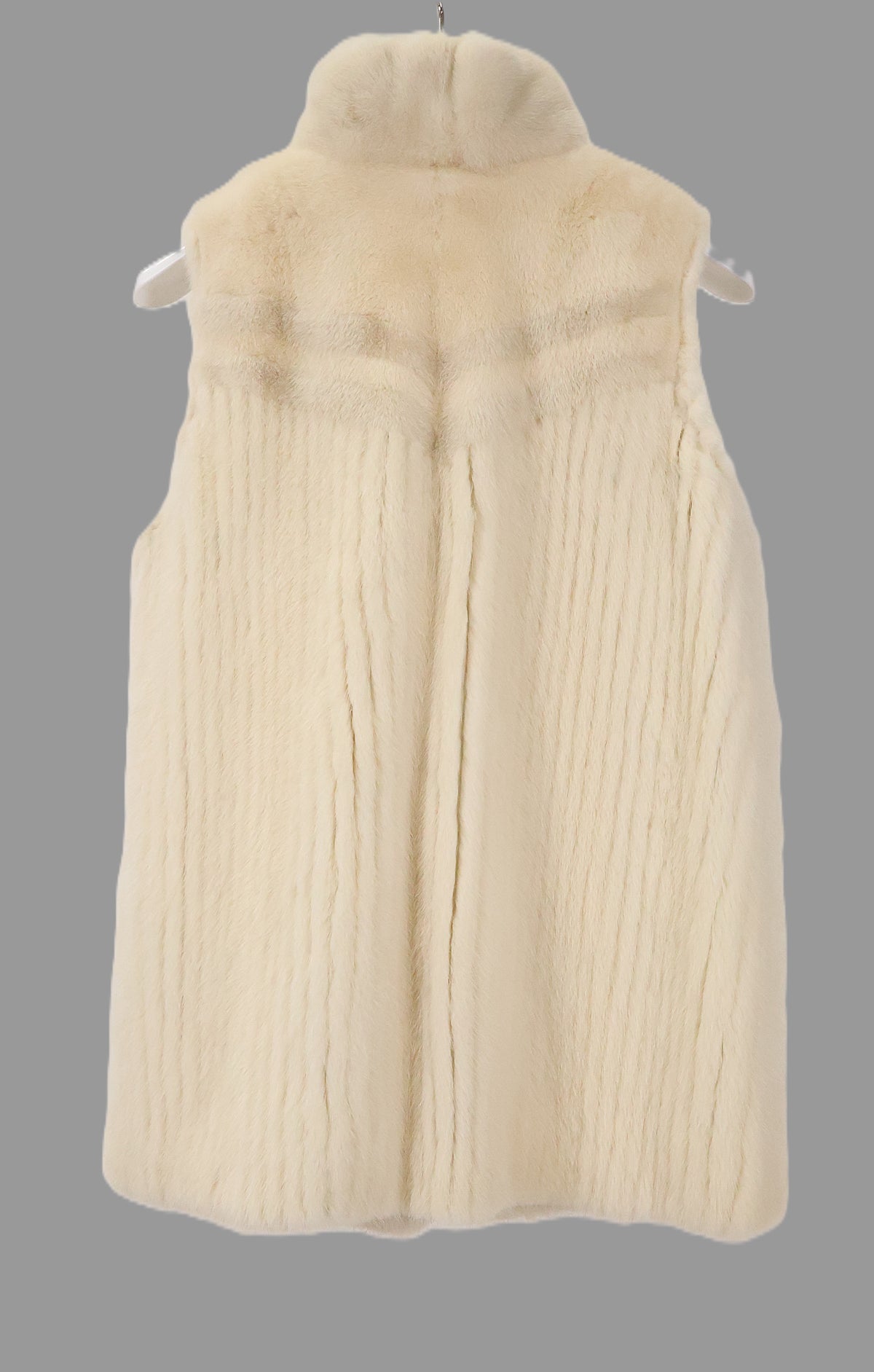 PRE-OWNED BEIGE RIBBED MINK VEST W/ STAND COLLAR