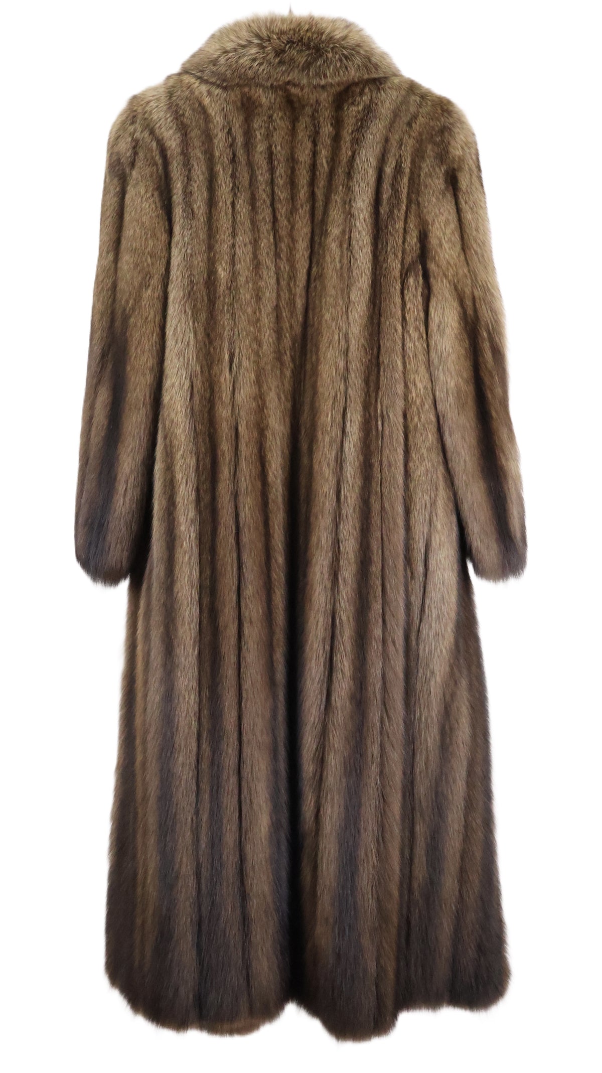 PRE-OWNED NATURAL FISHER COAT W/ SHAWL COLLAR & STRAIGHT SLEEVE