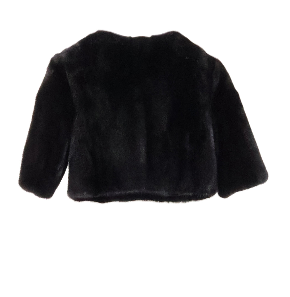NEW BLACK MINK COLLARLESS BOLERO W/ 3/4 SLEEVES
