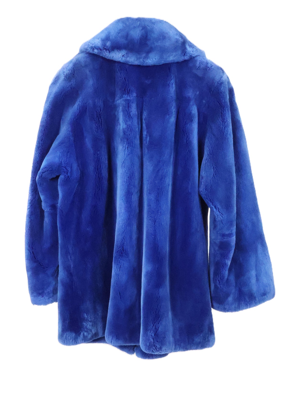 PRE-OWNED ROYAL BLUE DYED SHEARED BEAVER ZIPPER JACKET W/ WIONG COLLAR & STRAIGHT SLEEVES