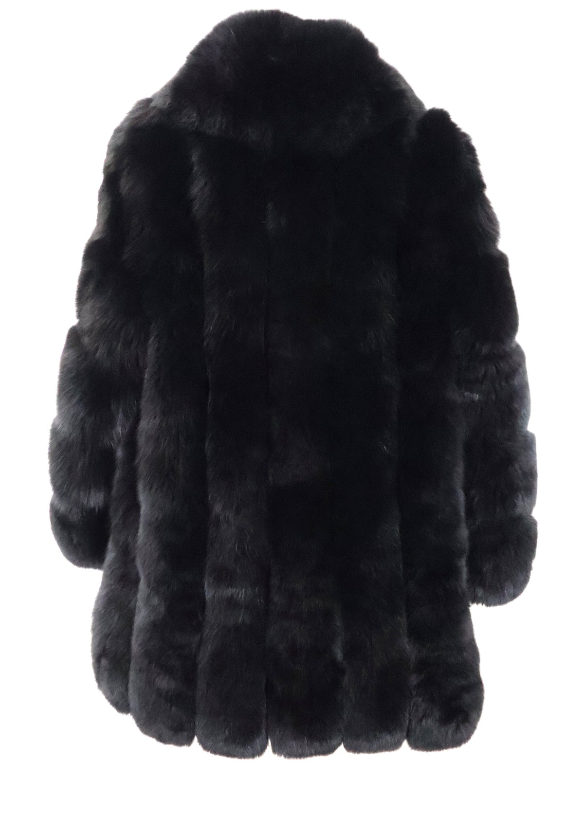 NEW MEN'S BLACK DYED FOX 3/4 JACKET W/ SHAWL JACKET & HORIZONTAL SLEEVES
