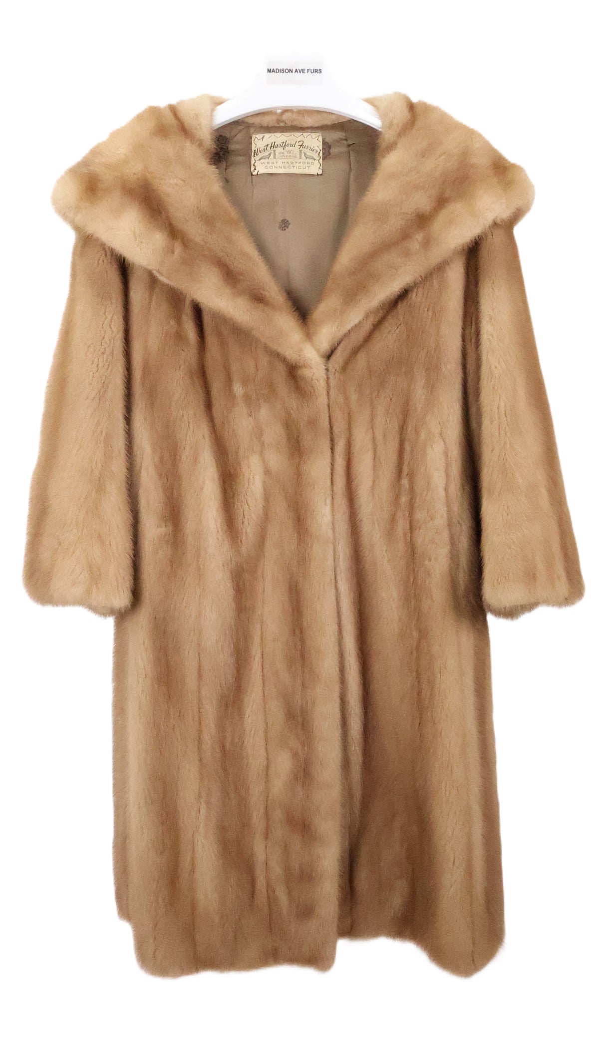 PRE-OWNED PASTEL MINK 7/8 COAT W/ CAPE COLLAR & STRAIGHT 3/4 SLEEVES