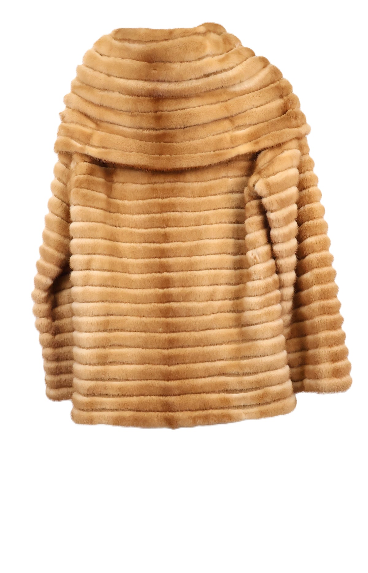 PRE-OWNED WHISKEY DYED MINK HORIZONTAL PULLOVER W/ FOLD OVER NECK