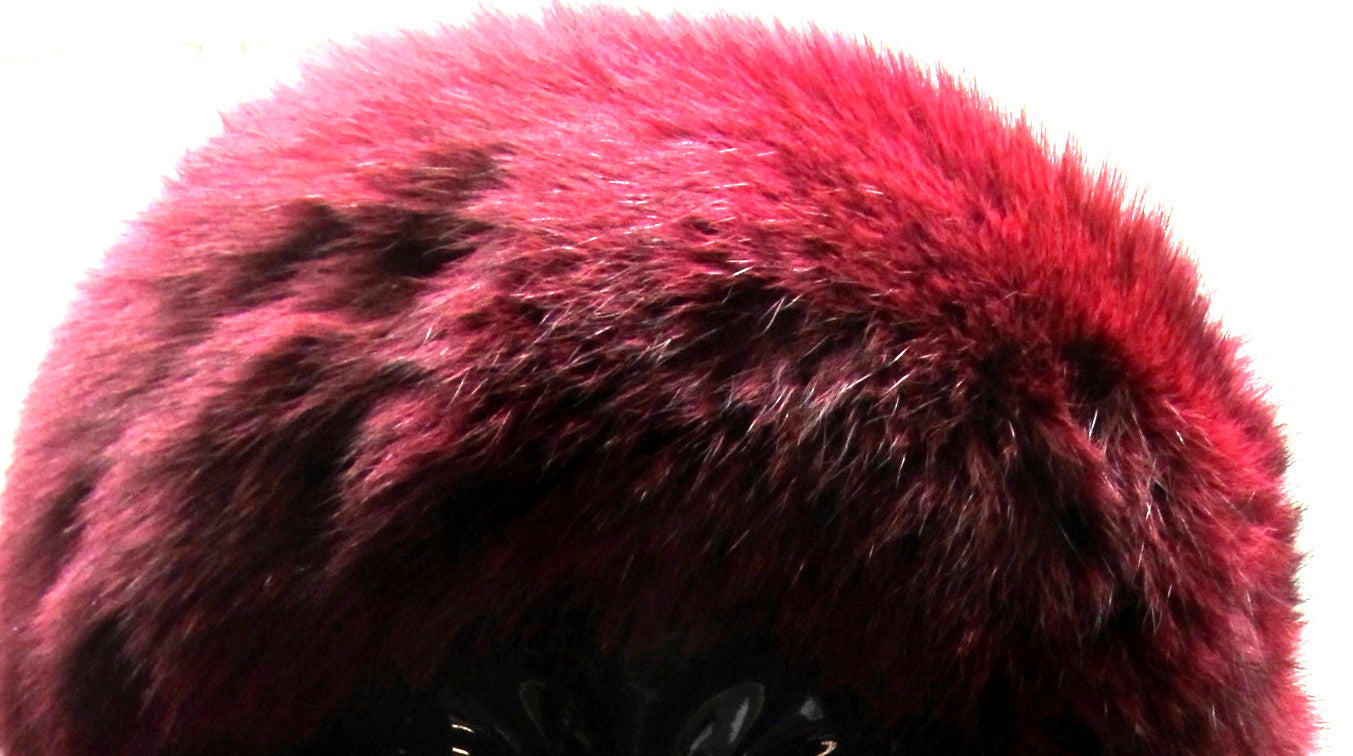 Burgundy Dyed Fox Headband