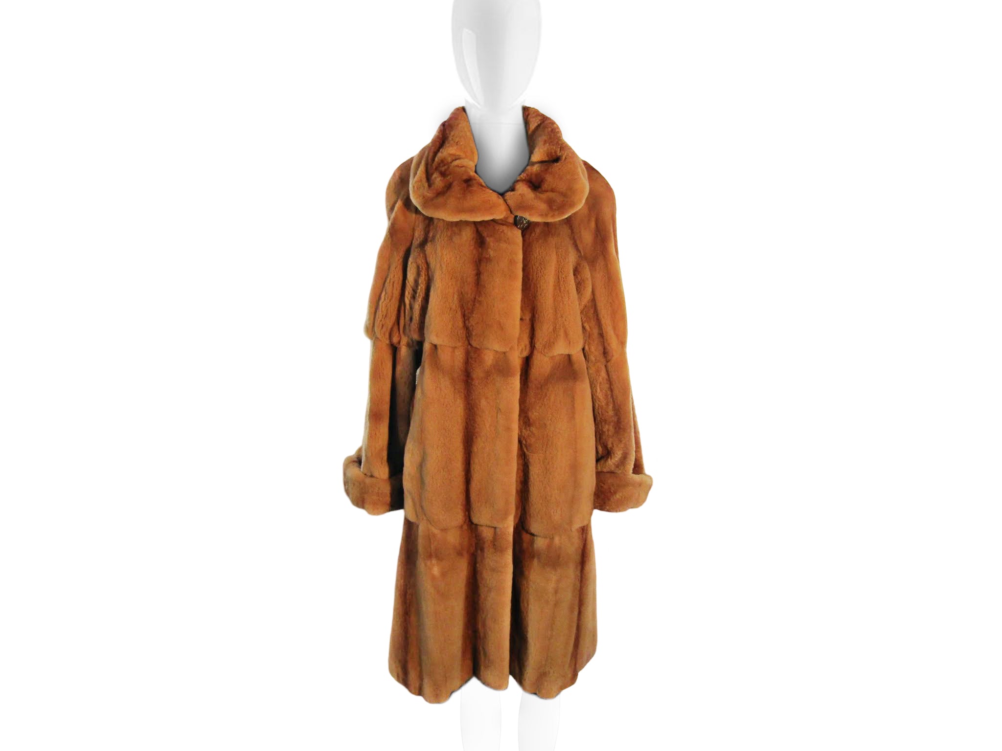 CAMEL SHEARED MINK SKIN ON SKIN COAT REVERSIBLE TO TAFETTA