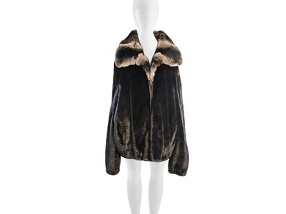 MEN'S BLACK MINK JACKET WITH CHINCHILLA