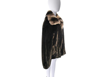 MEN'S BLACK MINK JACKET WITH CHINCHILLA