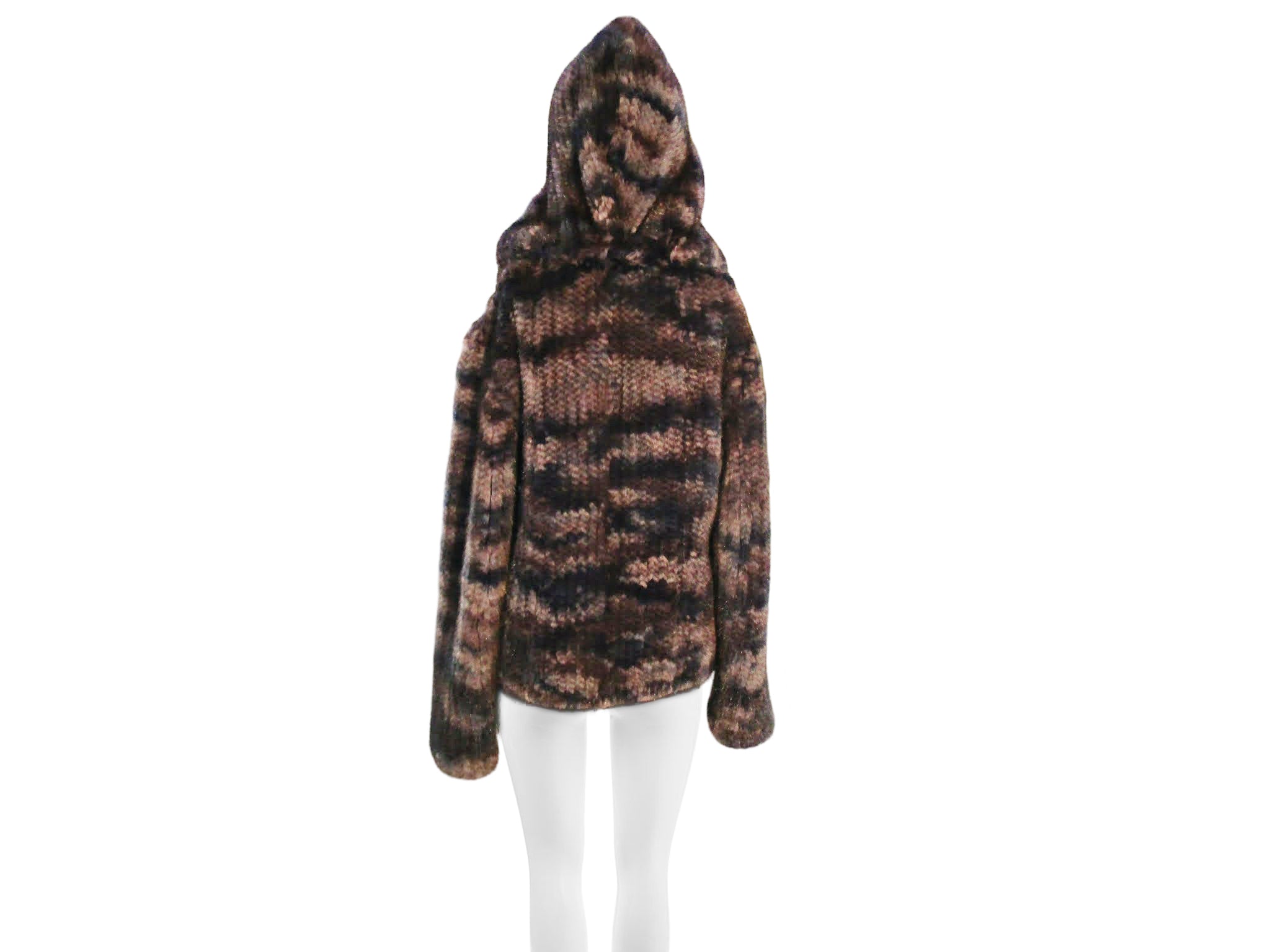 MULTICOLORED KNIT MINK JACKET W/ HOOD