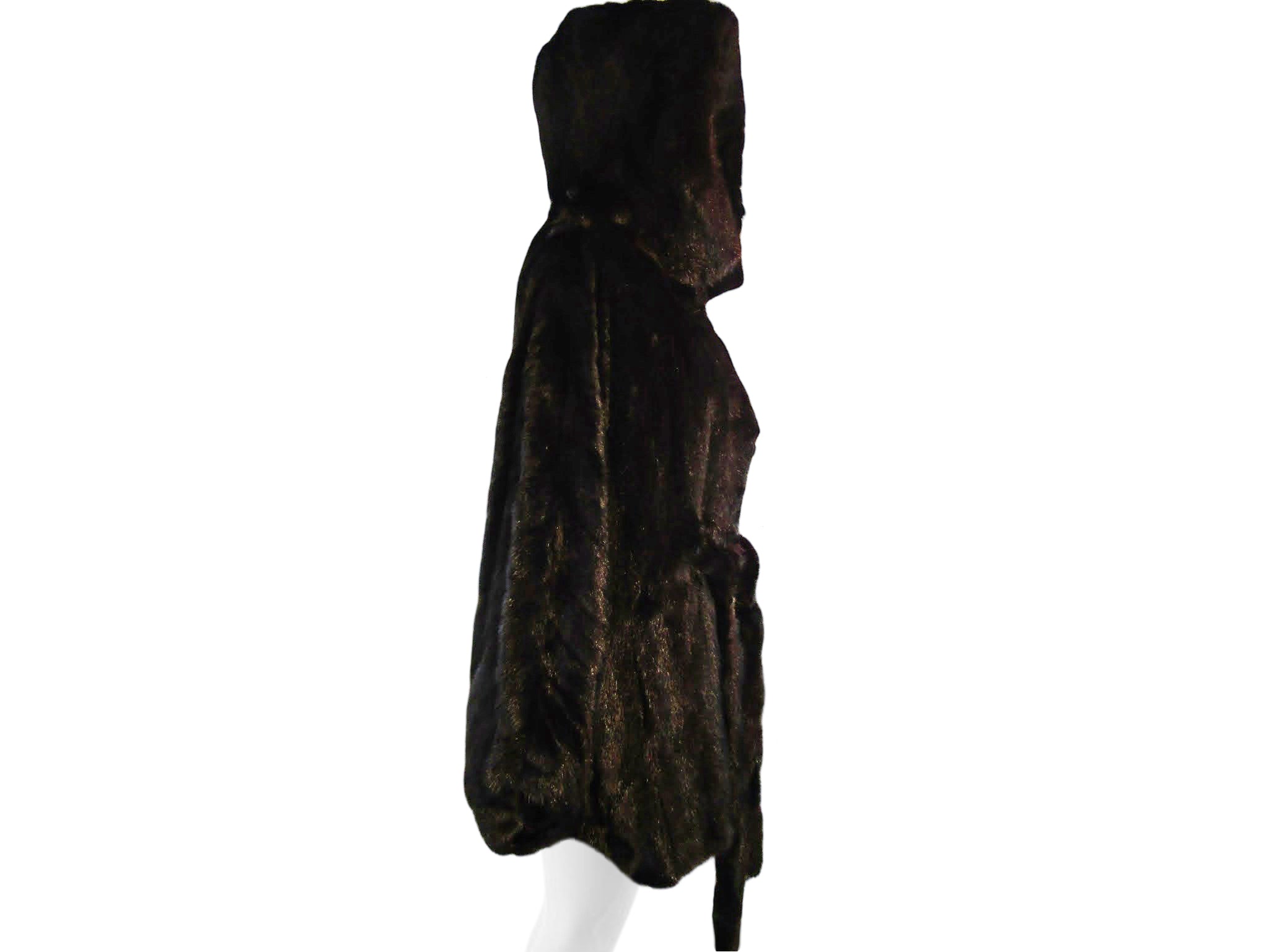 NATURAL RANCH MINK CAPELET W/ HOOD & BELT