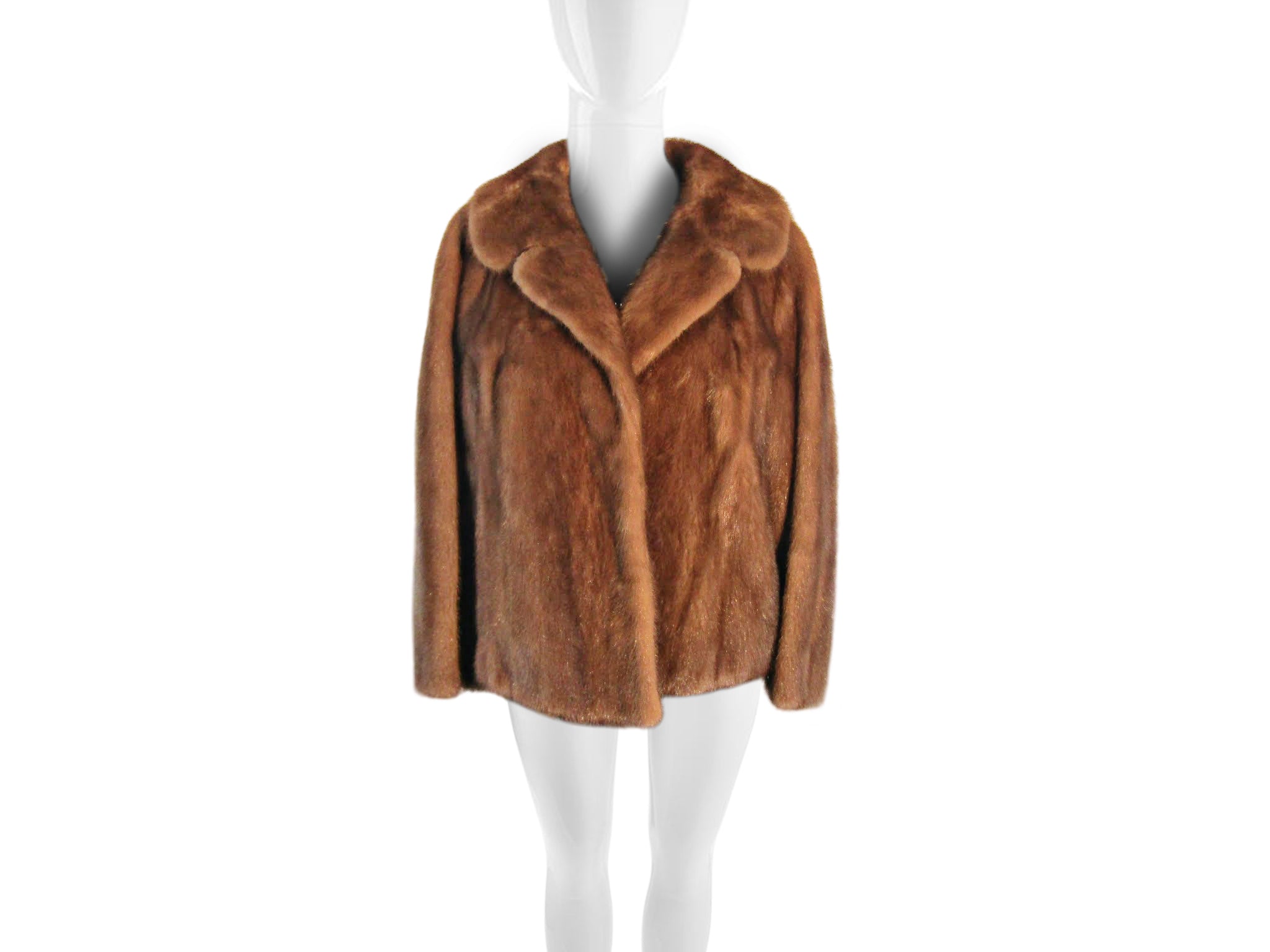 NATURAL PASTEL MINK JACKET W/ NOTCH COLLAR & 3/4 SLEEVE