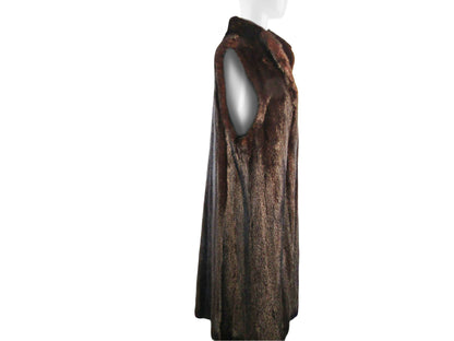 NATURAL MAHOGANY MINK LONG VEST